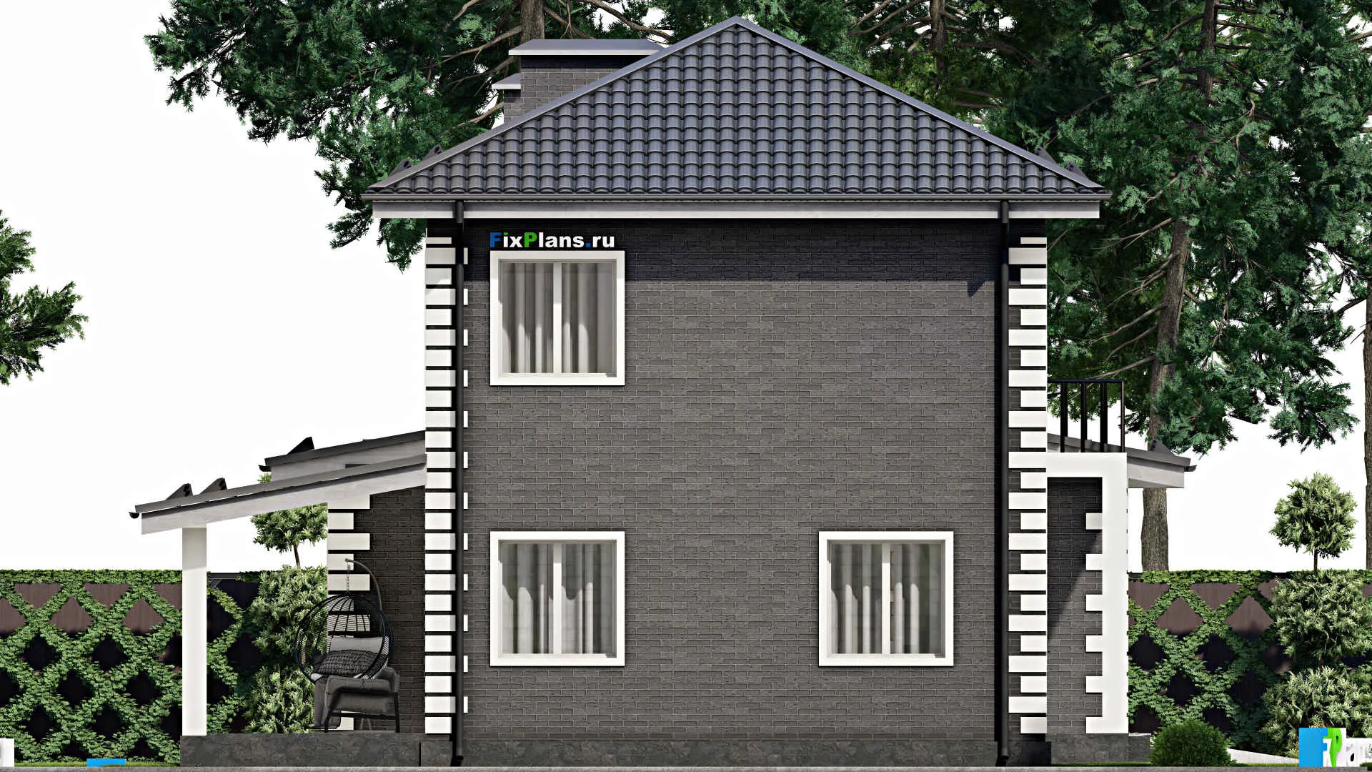 F-4508 - Проект двухэтажного дома 10 на 16, площадью 210 м² с террасой, балконом, гаражом на 2 машины и 3 спальнями