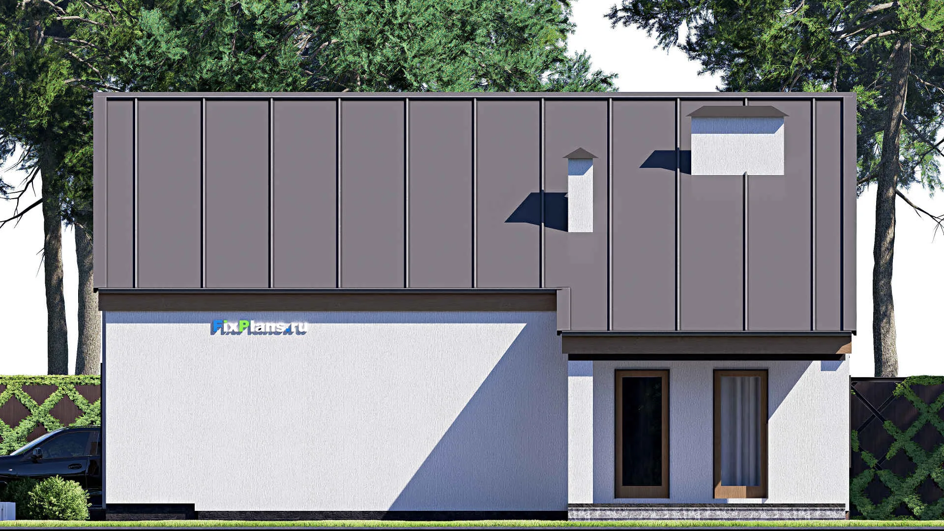 F-18548 - Проект одноэтажного дома 12 на 13, площадью 110 м² с террасой и 3 спальнями