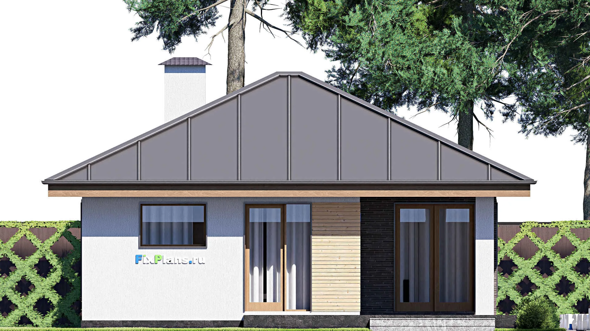 F-18782 - Проект одноэтажного дома 10 на 17, площадью 120 м² с террасой и 3 спальнями