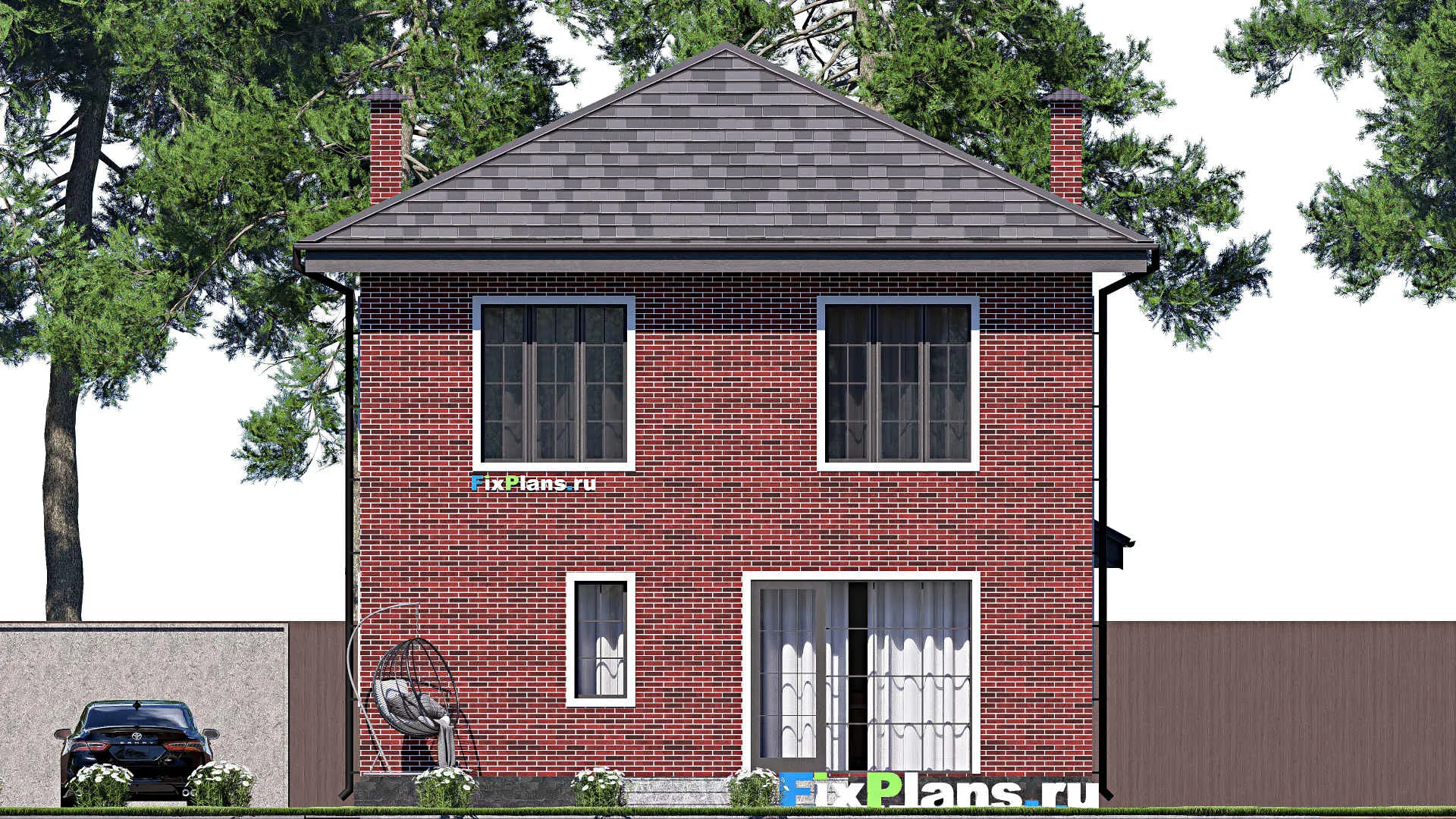 F-17990 - Проект двухэтажного дома 9 на 18, площадью 220 м² с террасой, балконом и 4 спальнями