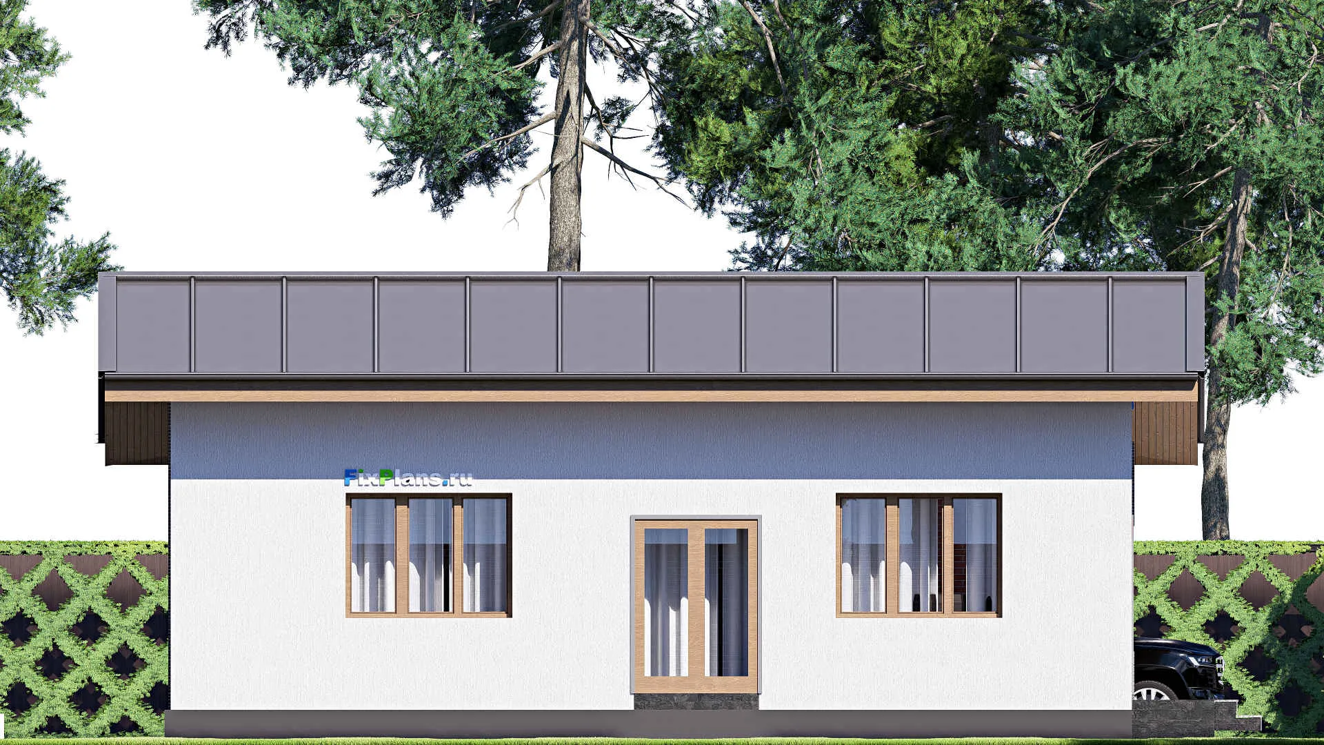 F-19781 - Проект одноэтажного дома 11 на 13, площадью 100 м² с 1 спальнями