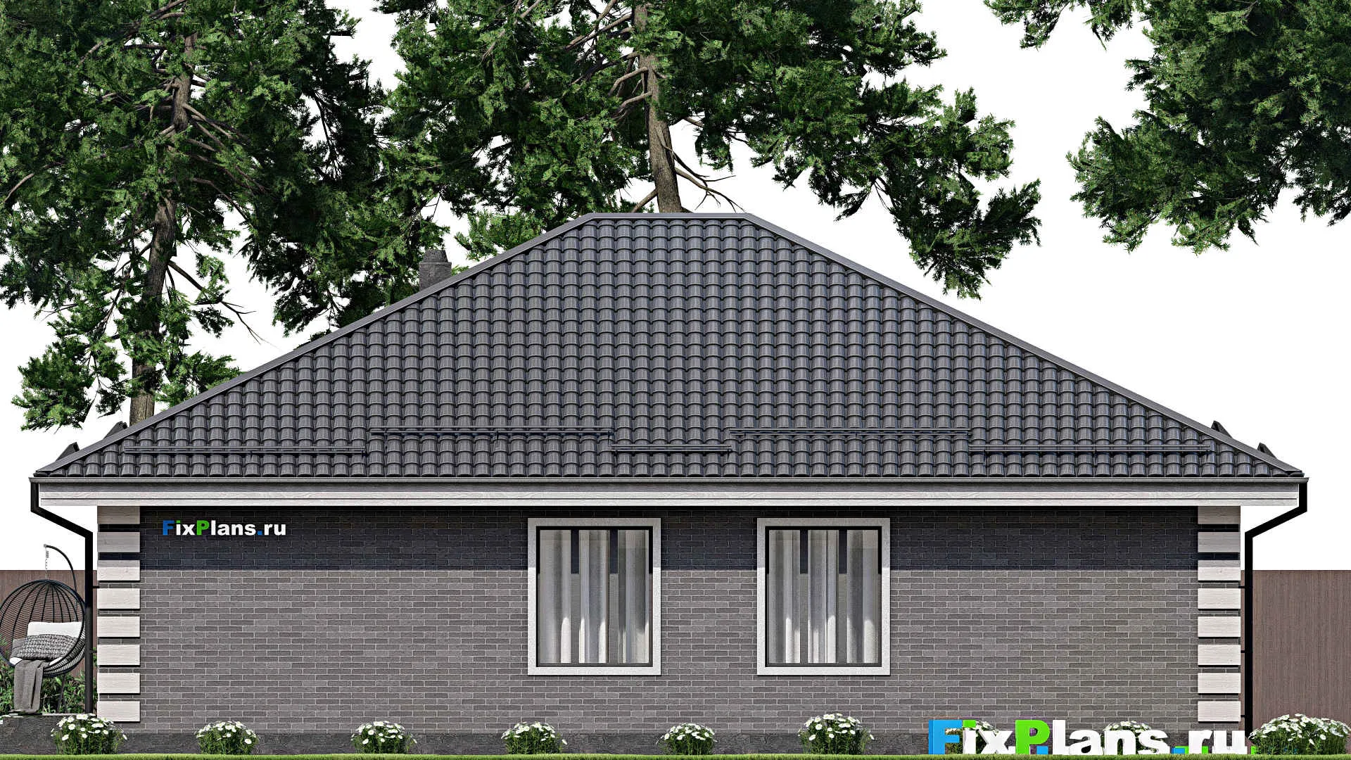 F-3185 - Проект одноэтажного дома 13 на 15, площадью 140 м² с 4 спальнями