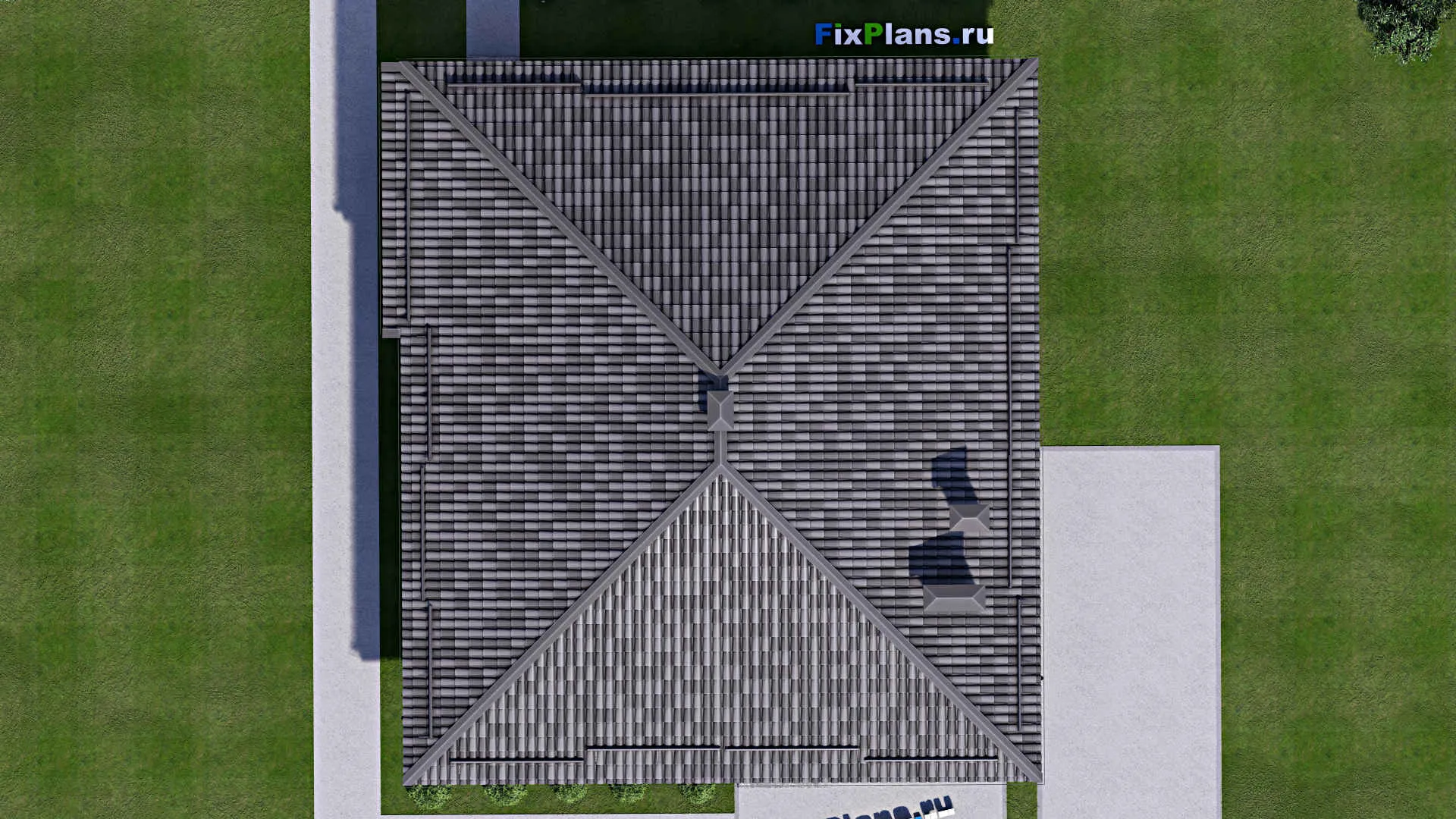 F-13022 - План одноэтажного дома 14 на 15, площадью 160 м² с террасой и 3 спальнями