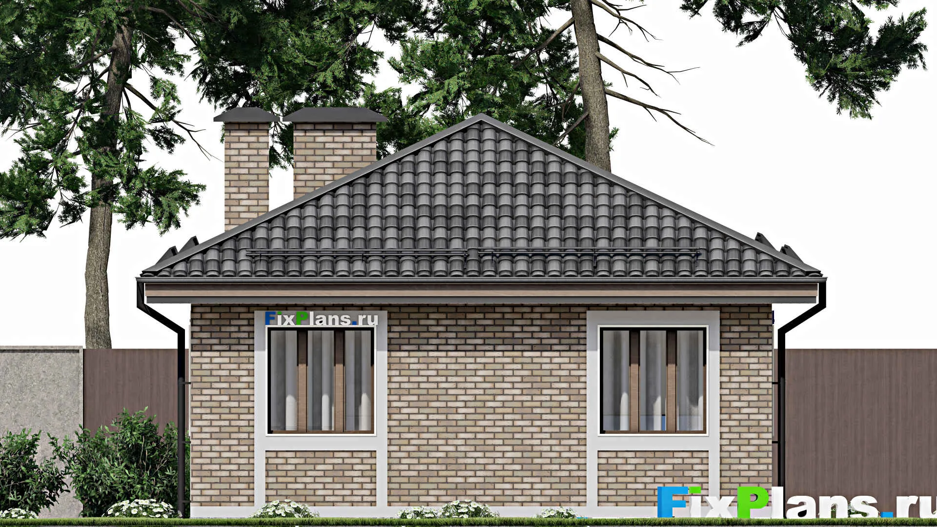 F-5948 - Проект одноэтажного дома 8 на 12, площадью 80 м² с 2 спальнями