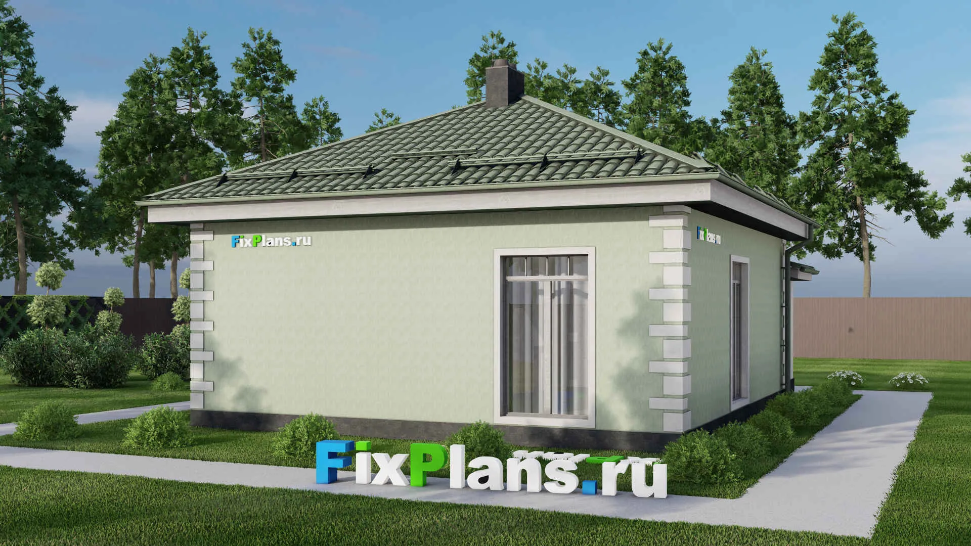 F-2690 - Проект одноэтажного дома 9 на 9, площадью 70 м² с 2 спальнями