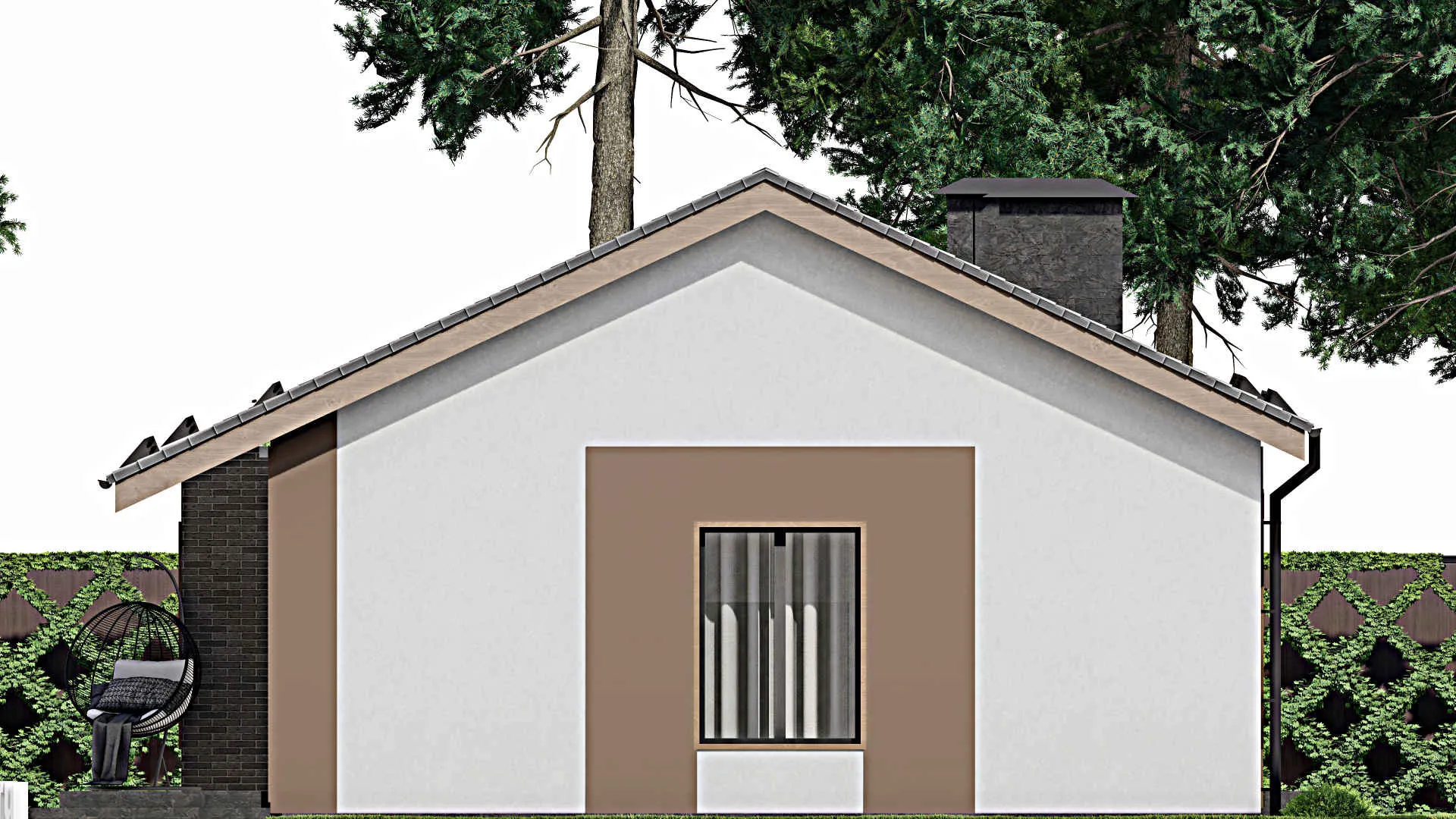 F-7262 - Проект одноэтажного дома 12 на 14, площадью 110 м² с террасой и 3 спальнями