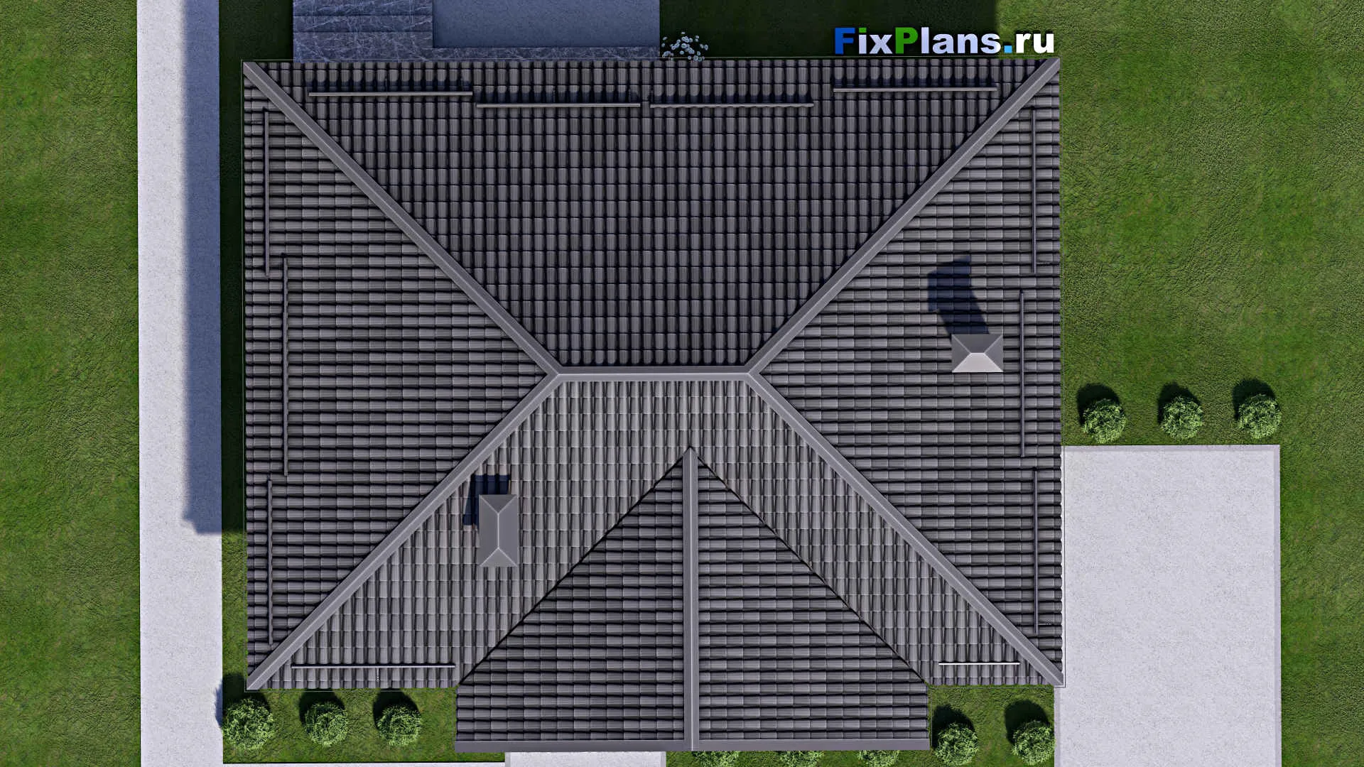 F-12950 - Проект одноэтажного дома 12 на 14, площадью 120 м² с террасой и 3 спальнями