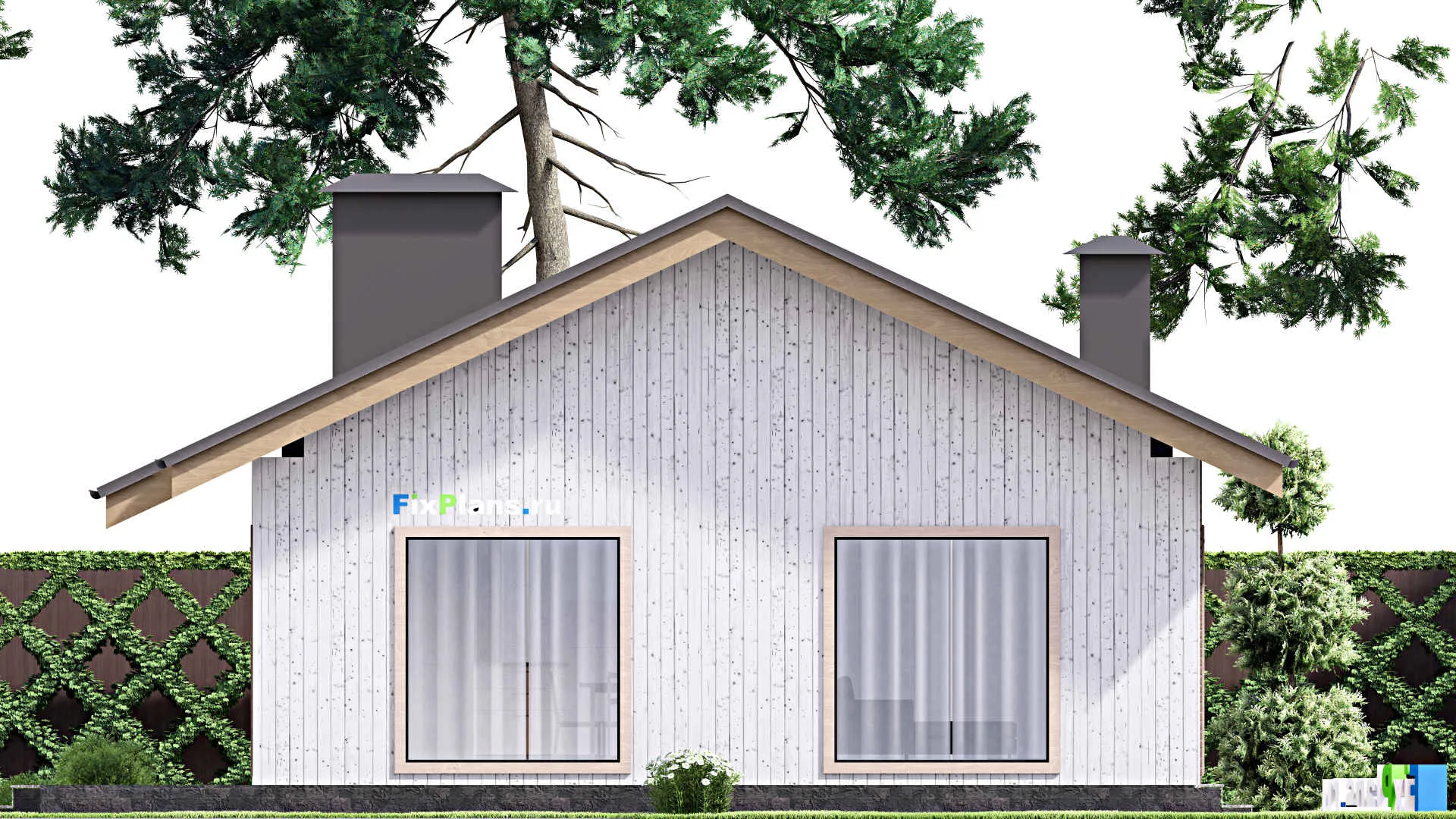 F-13778 - Проект одноэтажного дома 11 на 16, площадью 140 м² с террасой и 2 спальнями