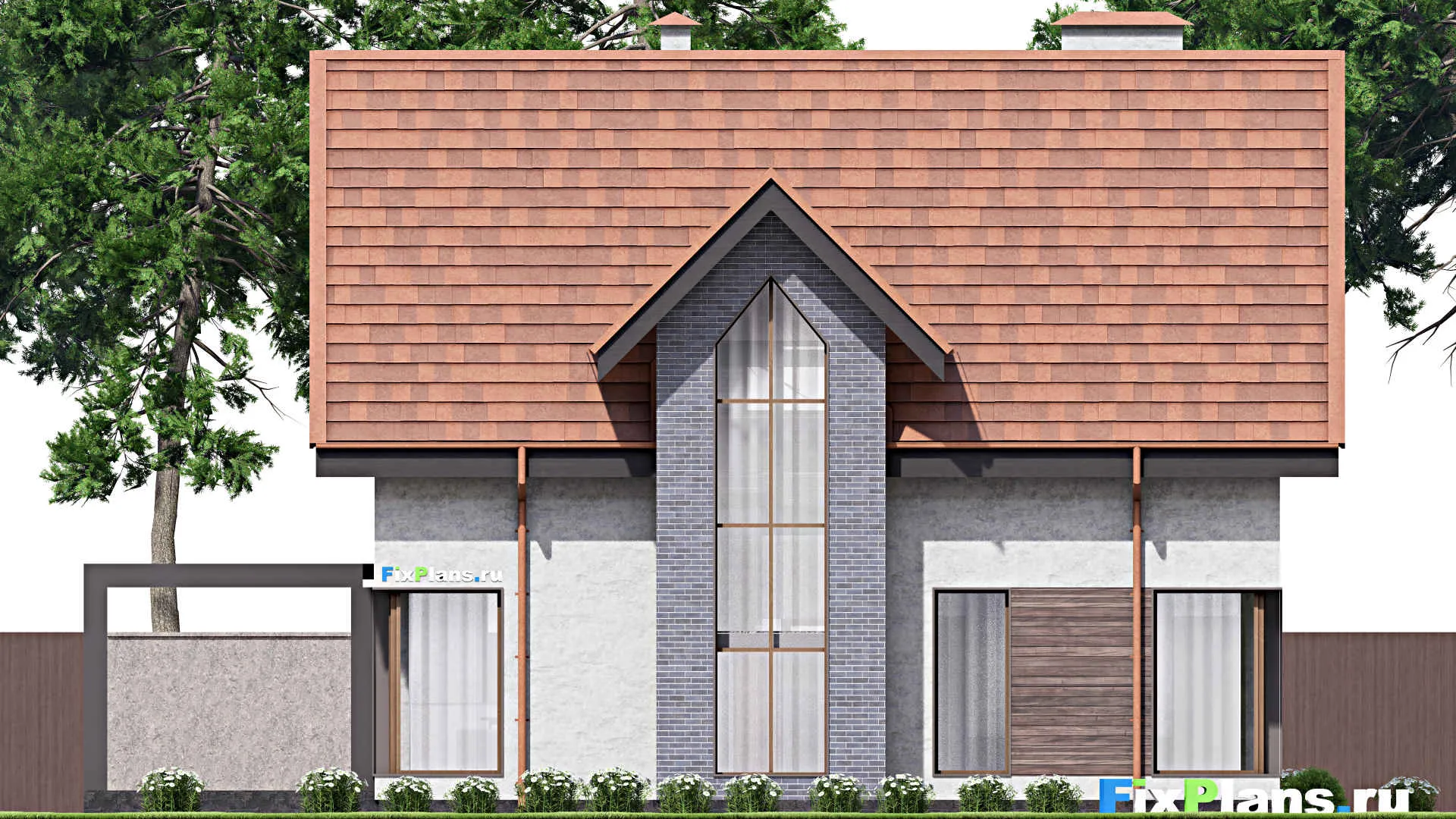 F-12680 - Проект дома с мансардой 12 на 16, площадью 160 м² с террасой и 3 спальнями