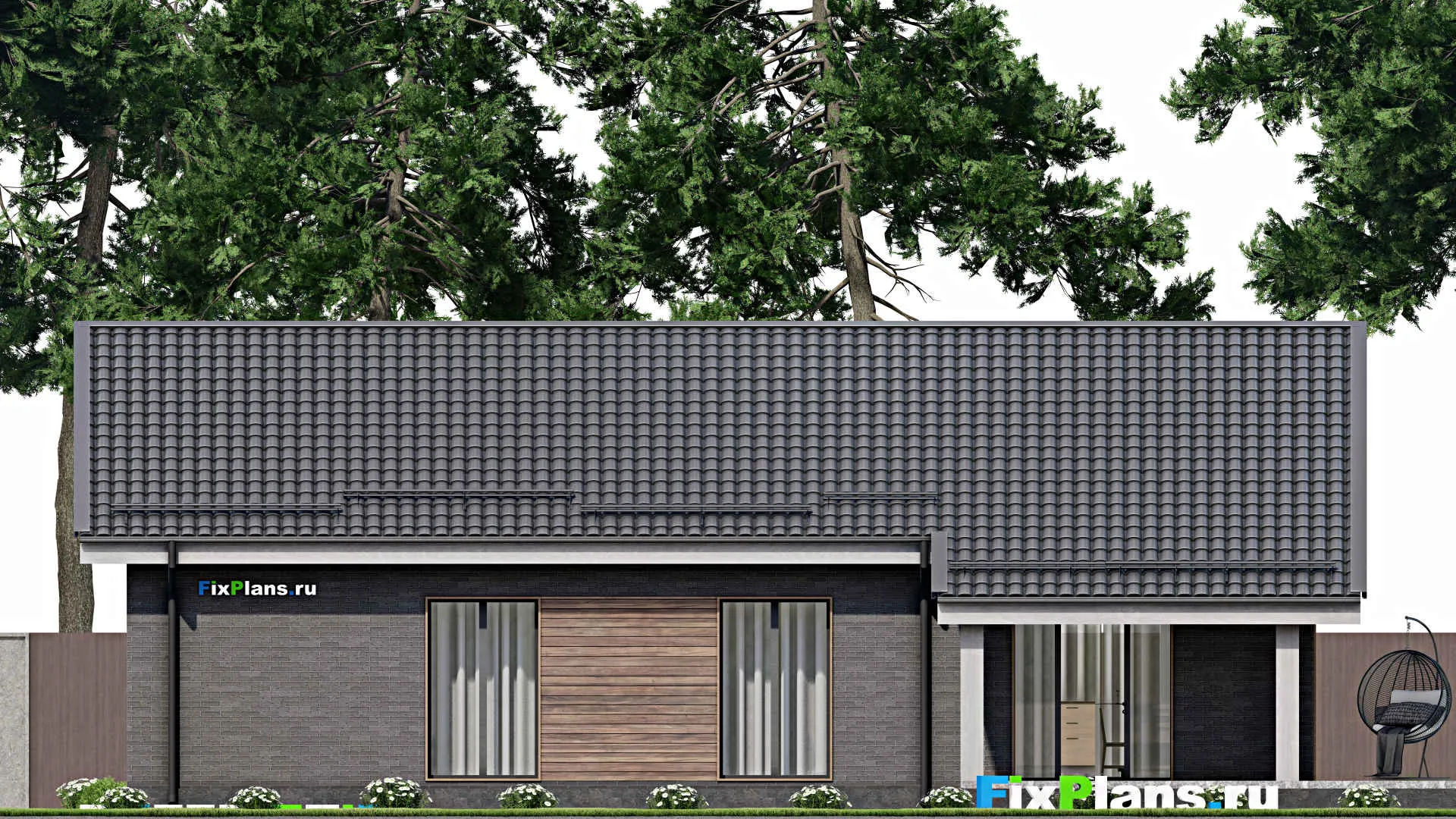 F-5291 - План одноэтажного дома 11 на 16, площадью 160 м² с террасой и 3 спальнями