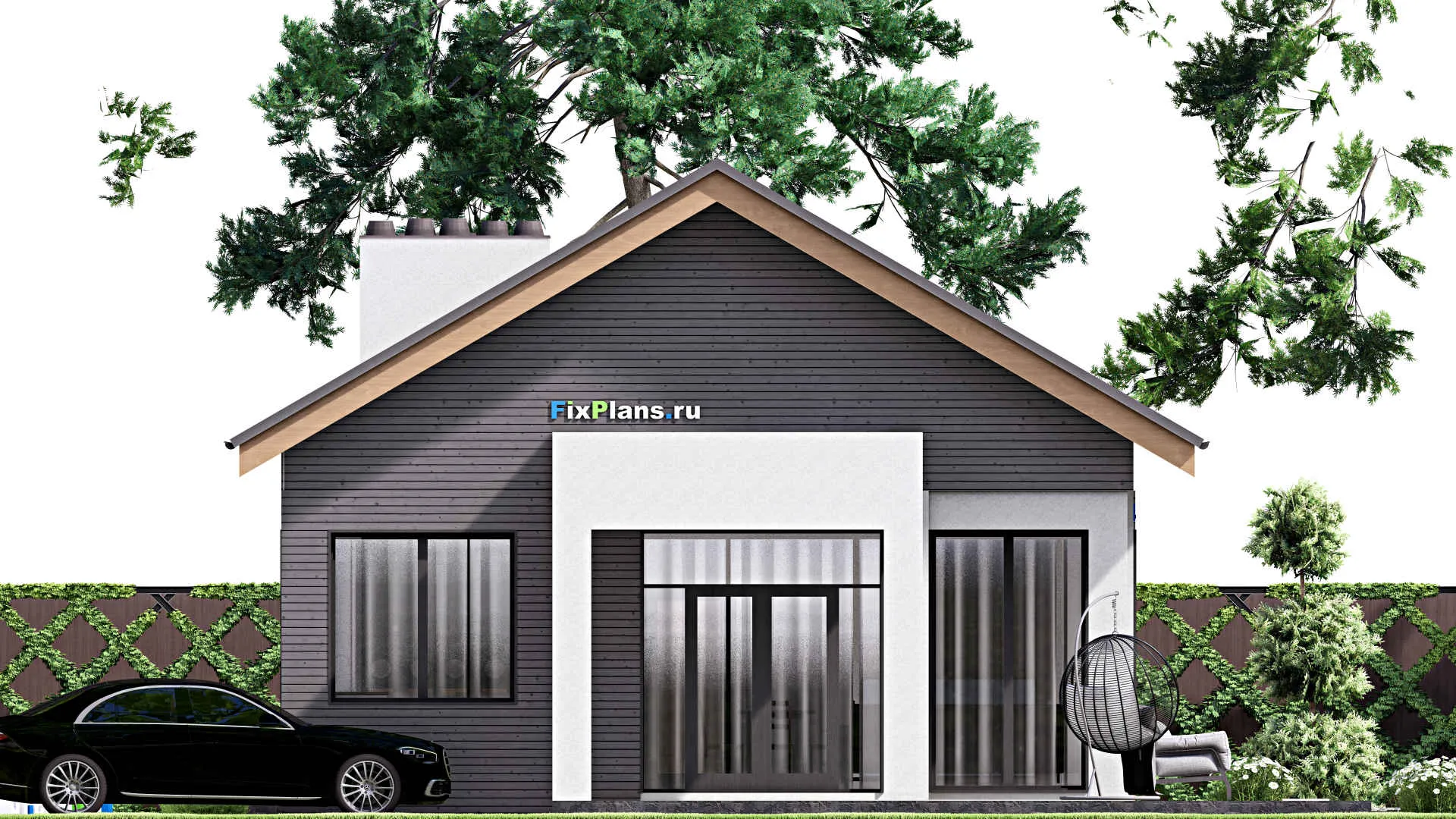 F-16235 - Проект одноэтажного дома 13 на 23, площадью 210 м² с террасой и 3 спальнями