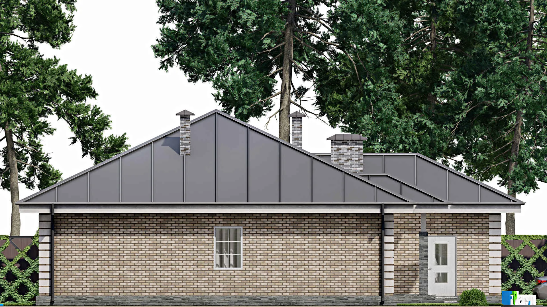 F-10385 - Проект одноэтажного дома 15 на 16, площадью 180 м² с 3 спальнями