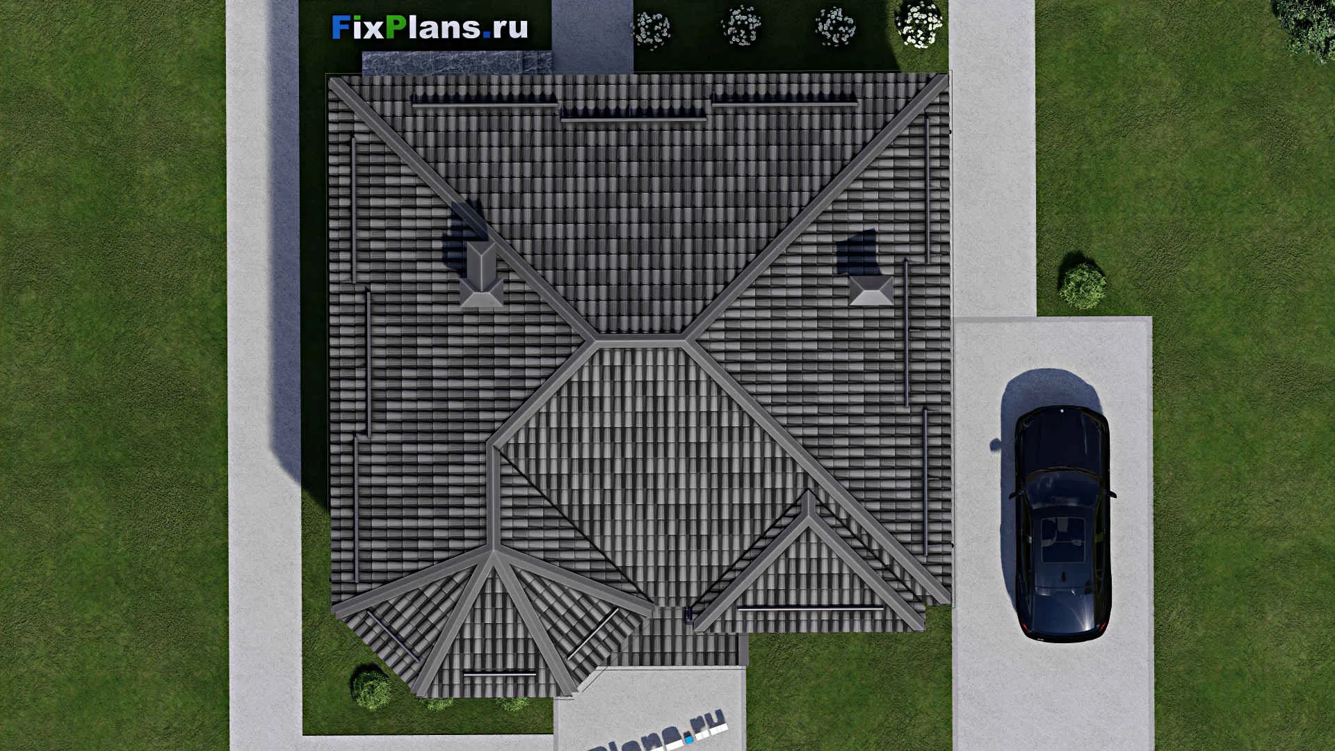 F-5606 - Проект одноэтажного дома 12 на 12, площадью 100 м² с 3 спальнями