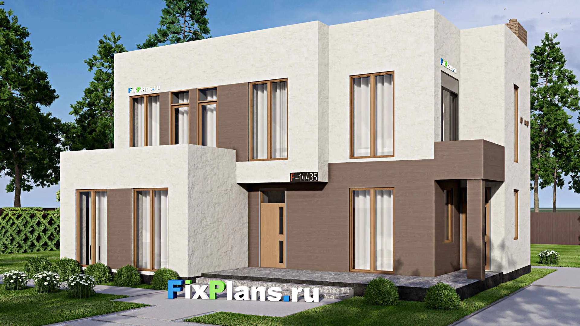 F-14435 - Проект двухэтажного дома 10 на 14, площадью 190 м² с террасой, балконом и 4 спальнями