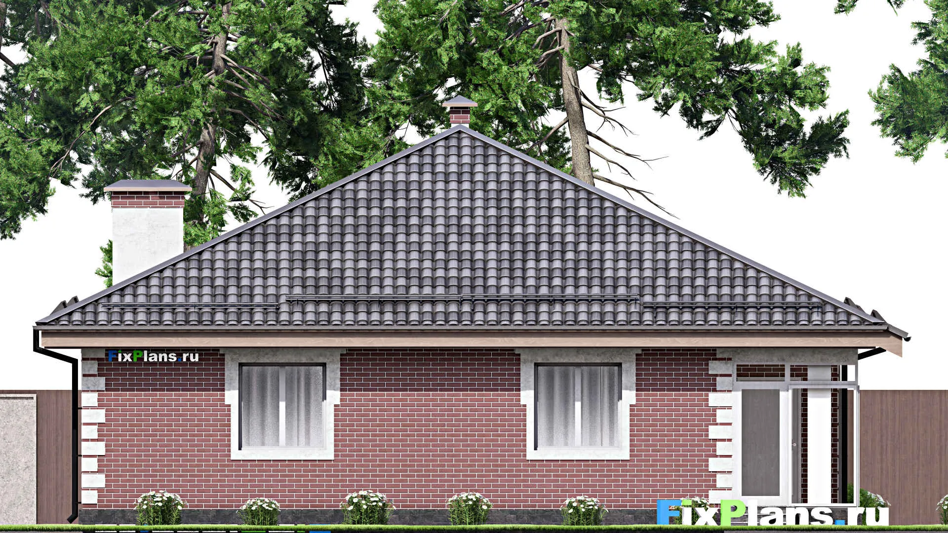 F-13022 - План одноэтажного дома 14 на 15, площадью 160 м² с террасой и 3 спальнями