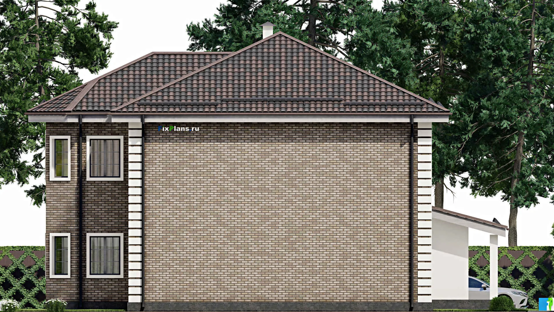 F-5237 - Планы двухэтажного дома 13 на 15, площадью 260 м² с 7 спальнями