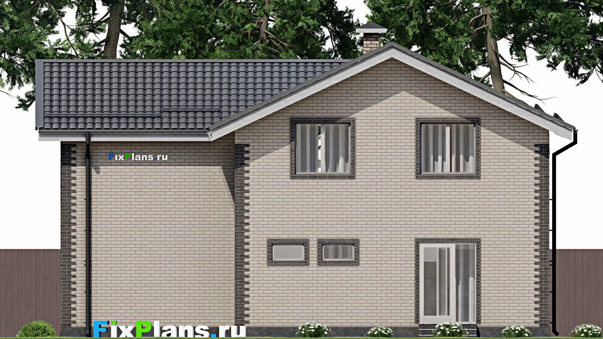 F-3167 - Проект дома с мансардой 11 на 13, площадью 200 м² с террасой и 4 спальнями