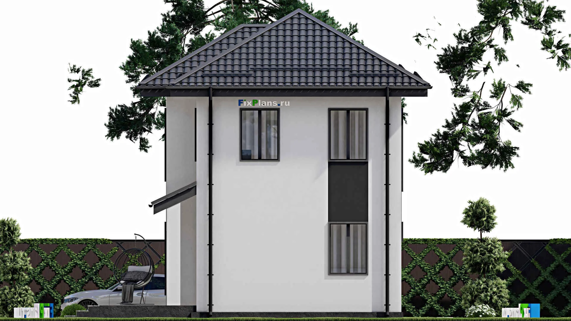 F-3356 - Проект двухэтажного дома 8 на 12, площадью 140 м² с террасой и 3 спальнями