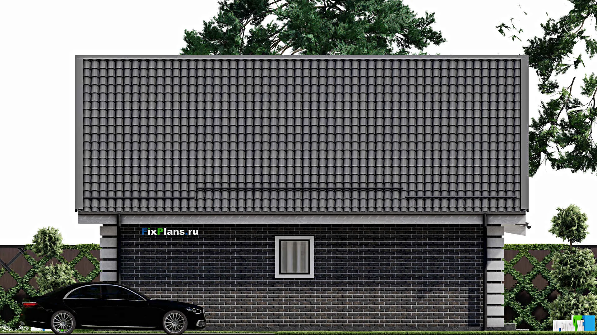 F-6470 - План одноэтажного дома 11 на 13, площадью 110 м² с террасой и 3 спальнями