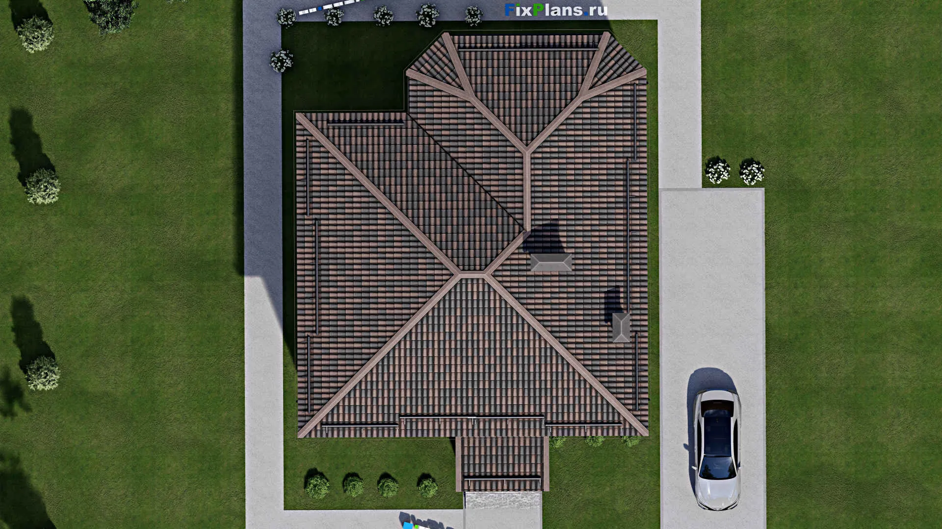 F-5237 - Планы двухэтажного дома 13 на 15, площадью 260 м² с 7 спальнями