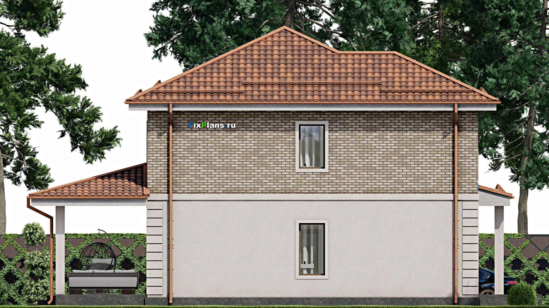 F-7658 - Проект двухэтажного дома 10 на 16, площадью 160 м² с террасой и 4 спальнями
