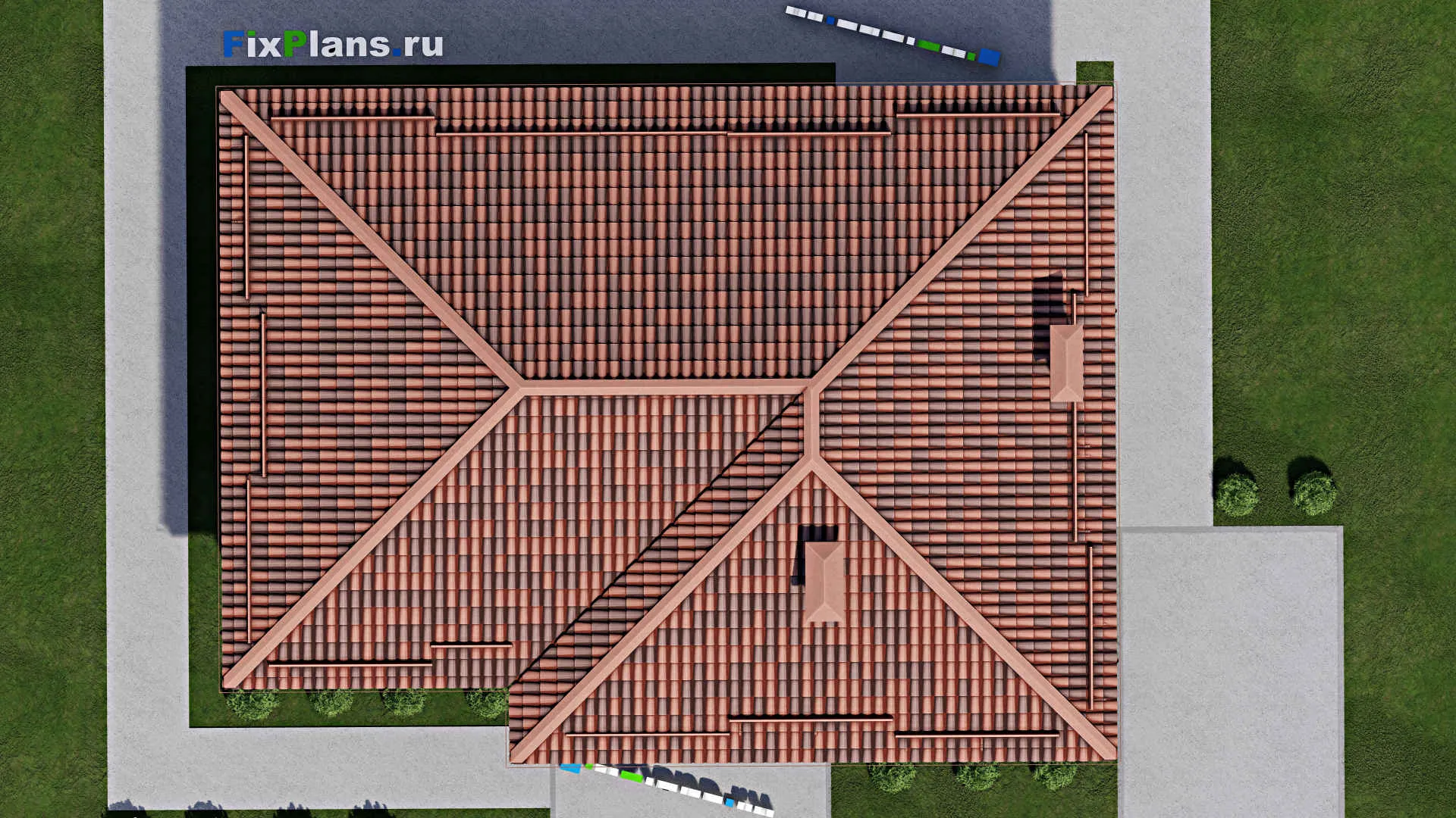 F-8432 - Проект одноэтажного дома 12 на 15, площадью 140 м² с террасой и 3 спальнями