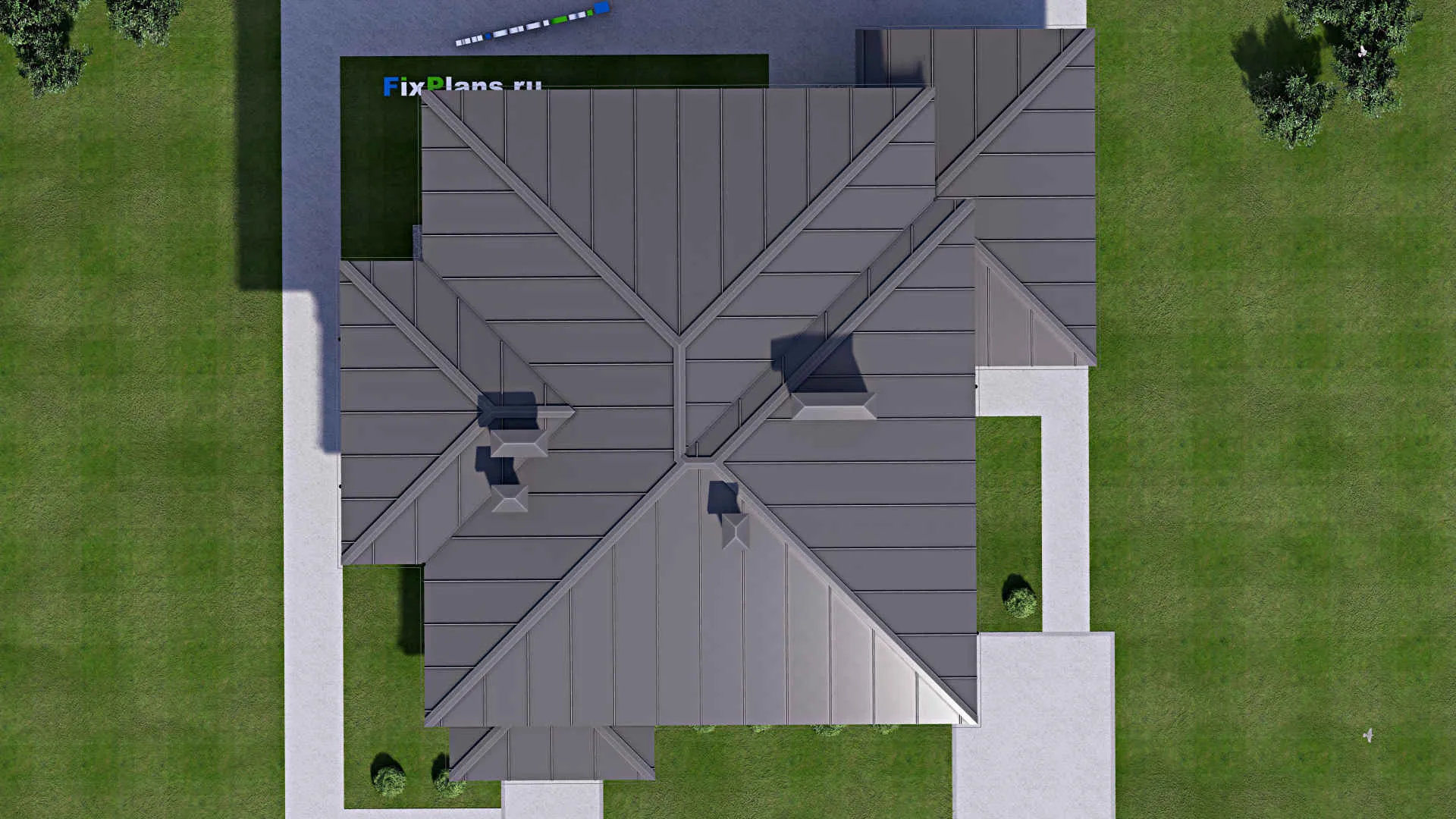 F-14399 - Проект двухэтажного дома 17 на 17, площадью 260 м² с террасой и 4 спальнями