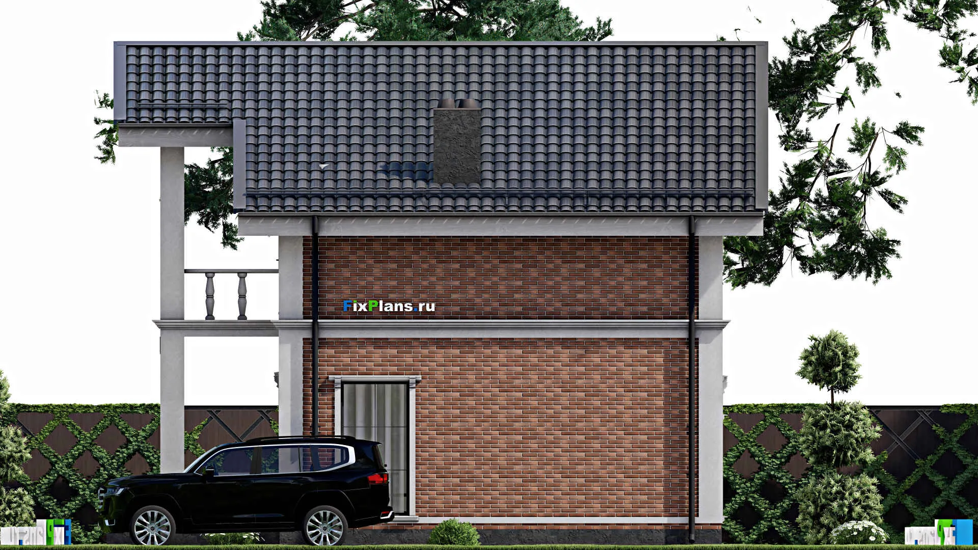 F-8531 - Проект дома с мансардой 10 на 11, площадью 120 м² с балконом и 3 спальнями