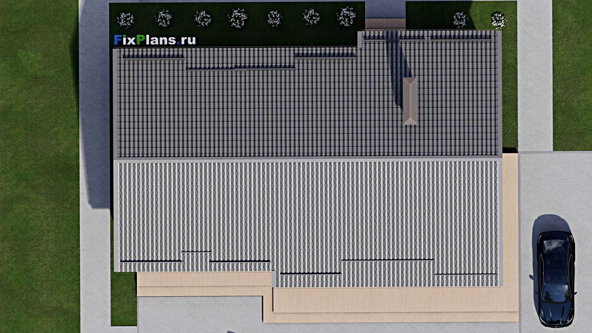 F-3653 - Проект одноэтажного дома 13 на 20, площадью 200 м² с террасой и 4 спальнями