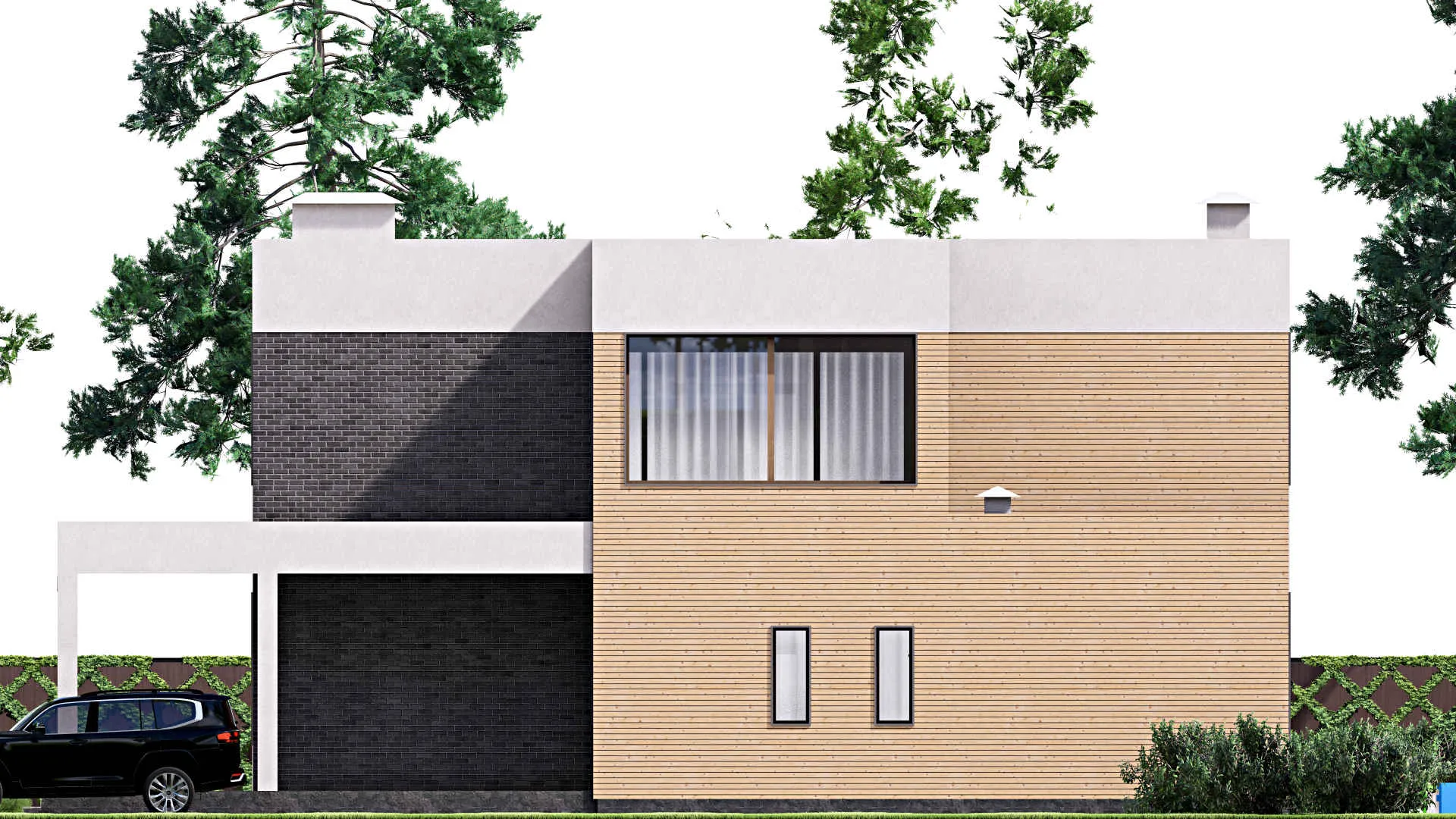 F-17009 - Проект двухэтажного дома 19 на 21, площадью 490 м² с террасой, балконом, баней, спортзалом и 8 спальнями