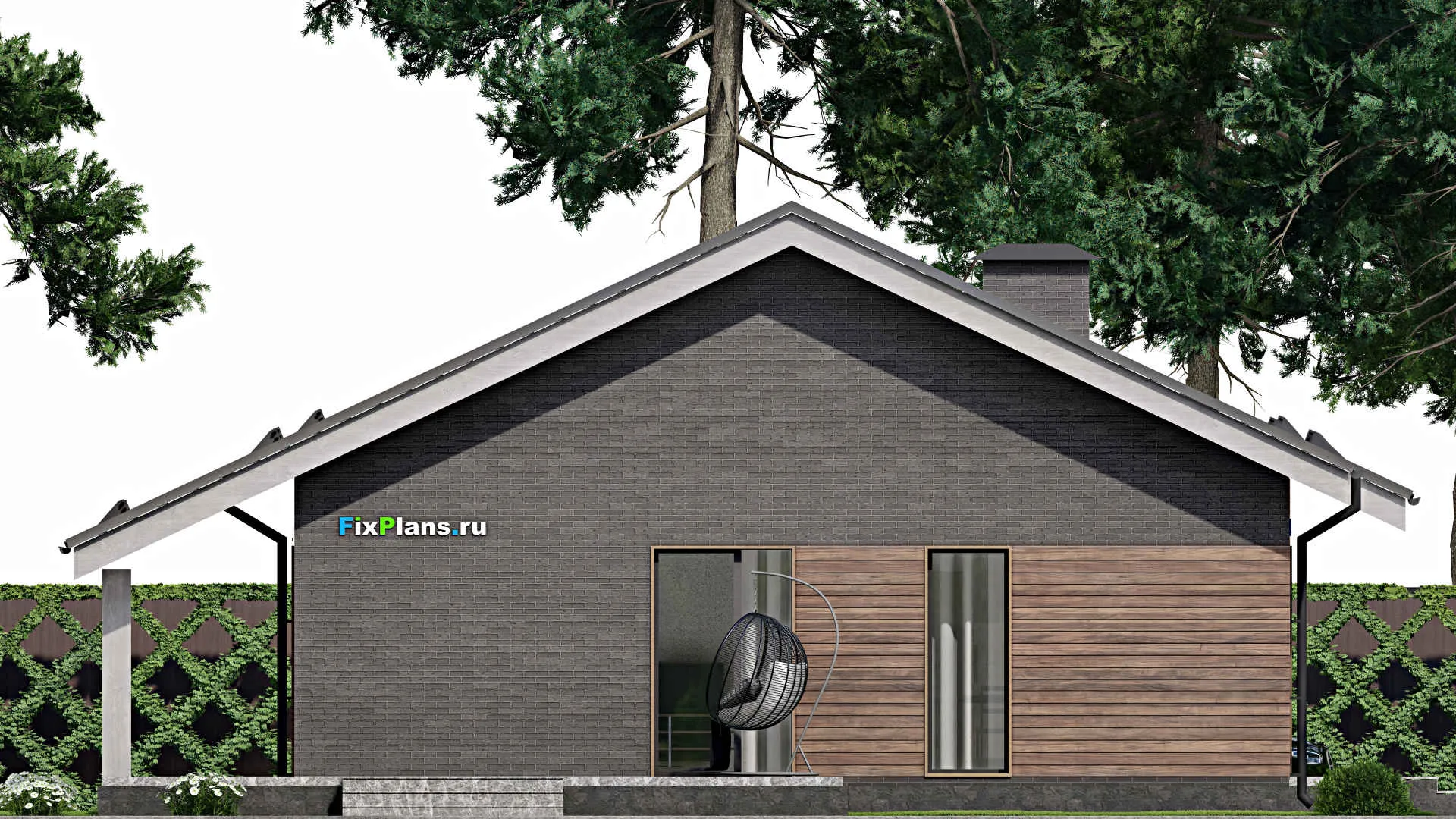F-5291 - План одноэтажного дома 11 на 16, площадью 160 м² с террасой и 3 спальнями