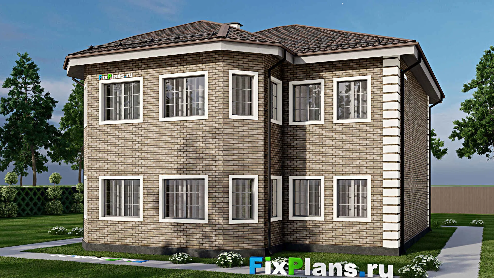 F-5237 - Планы двухэтажного дома 13 на 15, площадью 260 м² с 7 спальнями