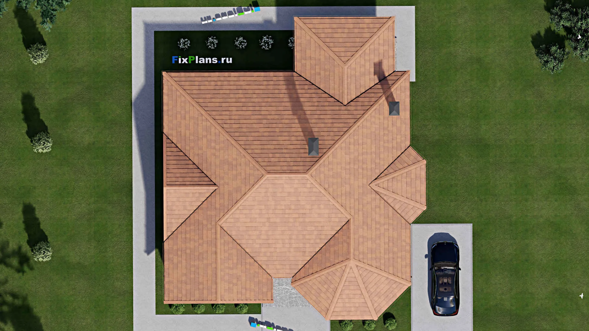 F-10178 - Проект одноэтажного дома 16 на 19, площадью 200 м² с террасой и 3 спальнями