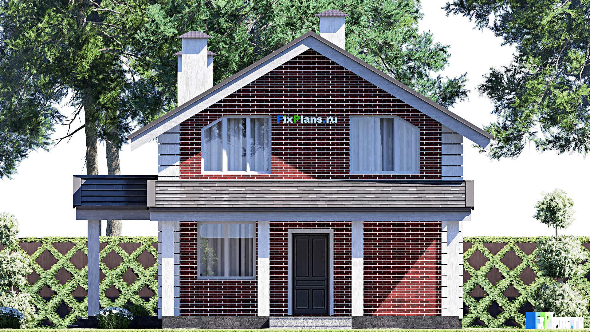 F-17342 - Проект дома с мансардой 10 на 12, площадью 120 м² с террасой и 3 спальнями