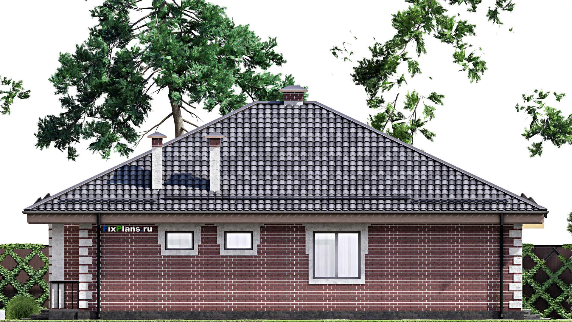 F-13022 - План одноэтажного дома 14 на 15, площадью 160 м² с террасой и 3 спальнями