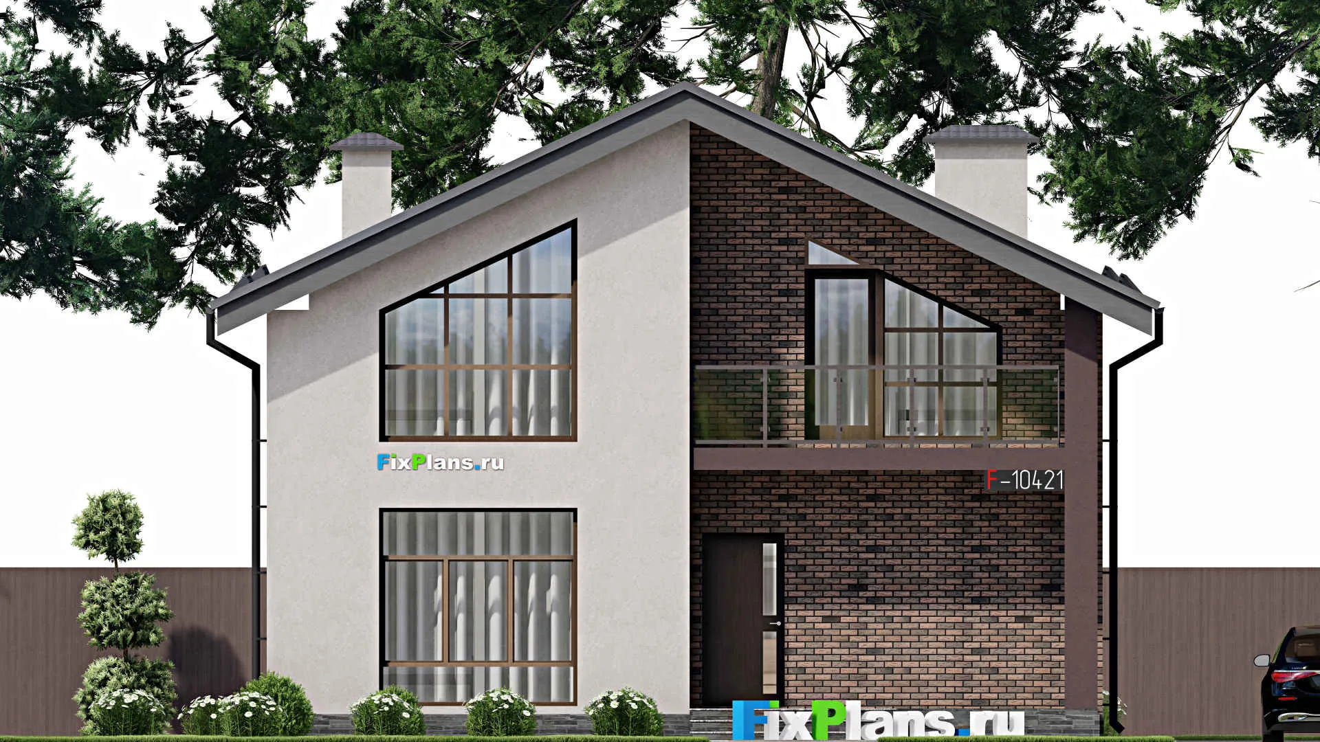 F-10421 - Проект дома с мансардой 11 на 16, площадью 250 м² с 4 спальнями