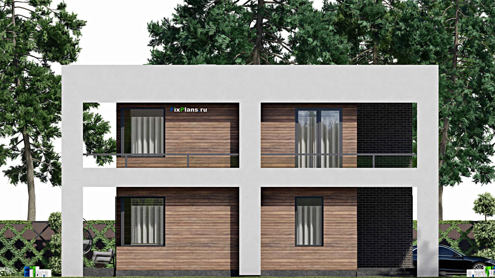 F-6290 - Проект двухэтажного дома 11 на 16, площадью 230 м² с террасой, балконом и 3 спальнями