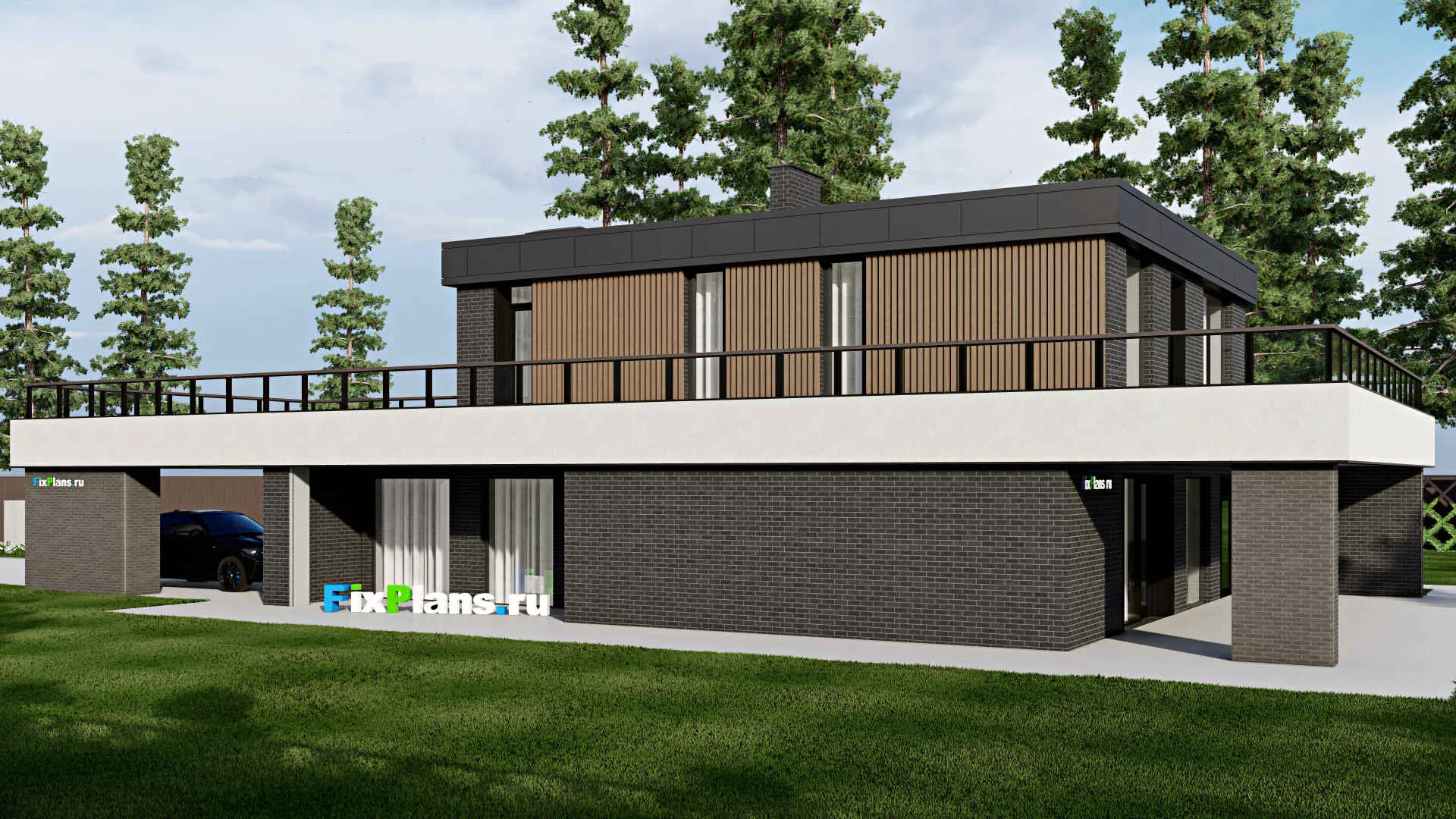 F-1601 - Проект двухэтажного дома 14 на 26, площадью 320 м² с террасой и 3 спальнями