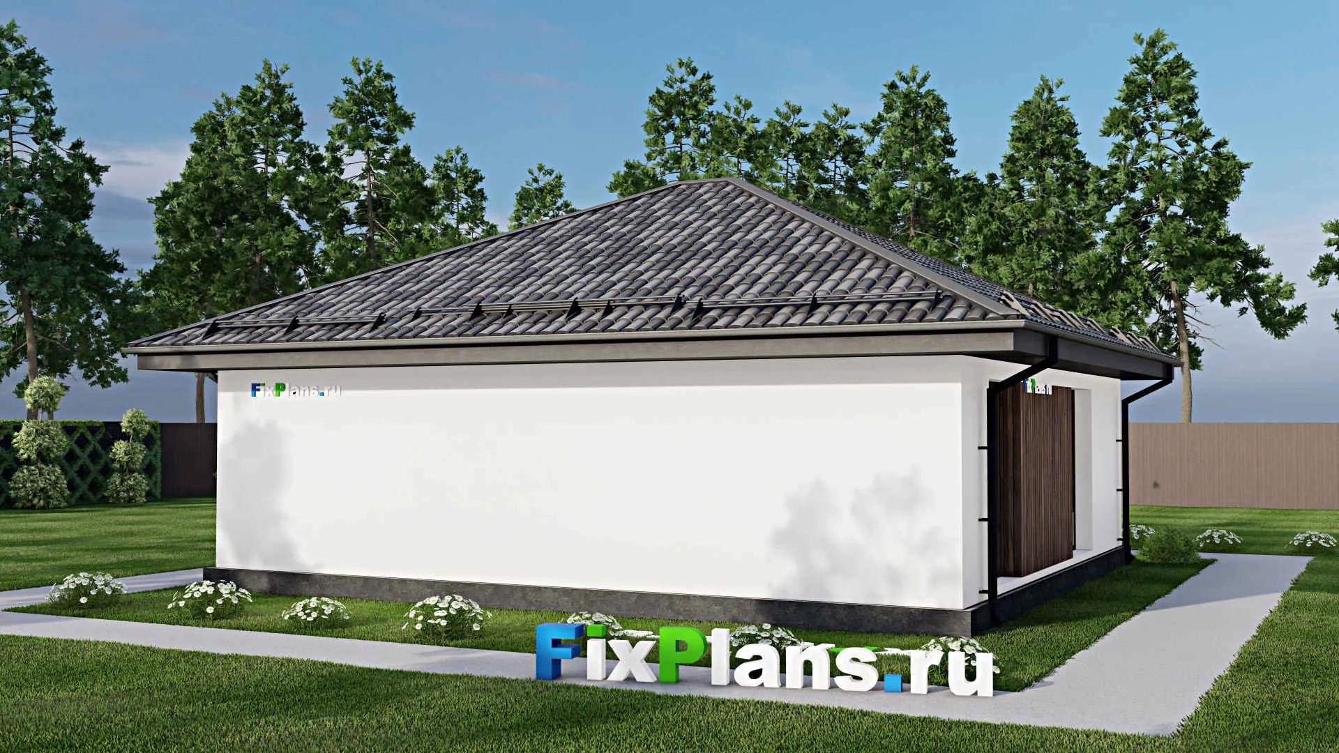 F-11519 - Проект одноэтажного дома 11 на 12, площадью 90 м² с 3 спальнями