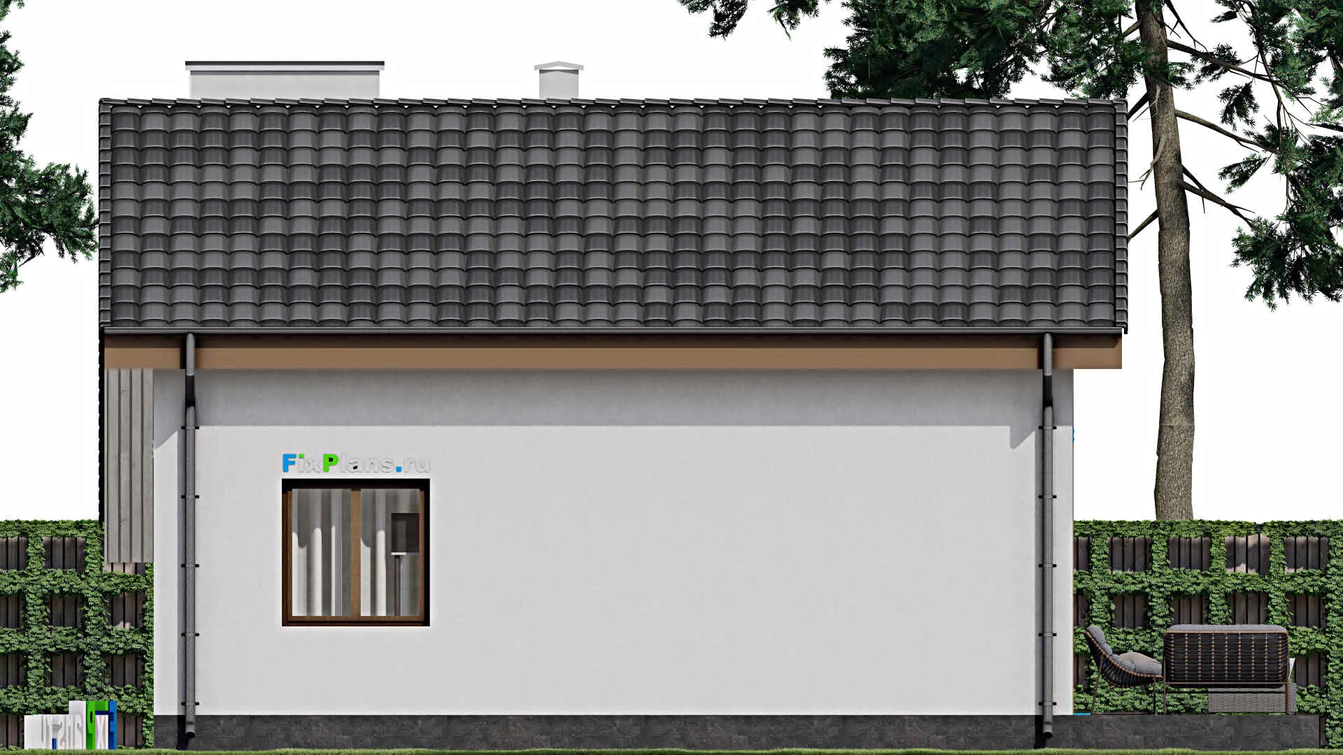 F-1574 - Проект дома с мансардой 10 на 11, площадью 110 м² с террасой и 2 спальнями
