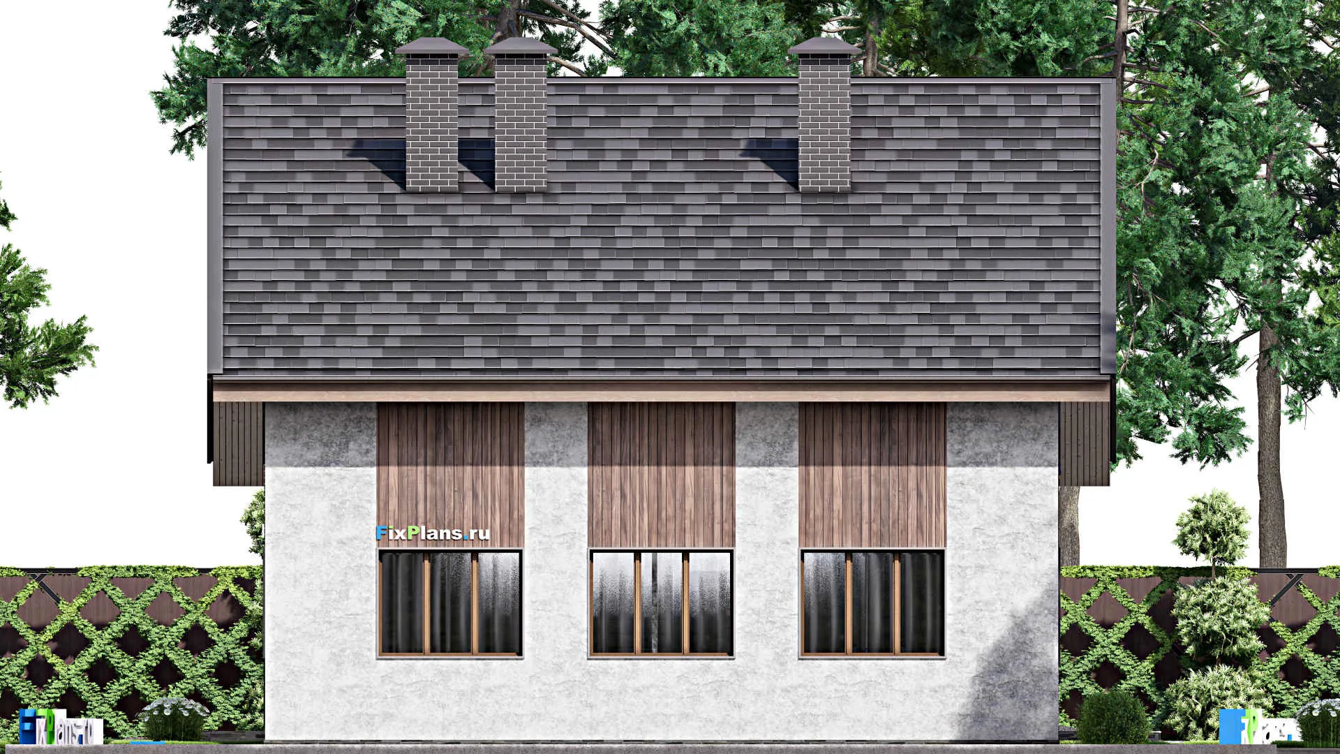 F-13040 - Проект дома с мансардой 14 на 16, площадью 220 м² с гаражом на 1 машину и 4 спальнями