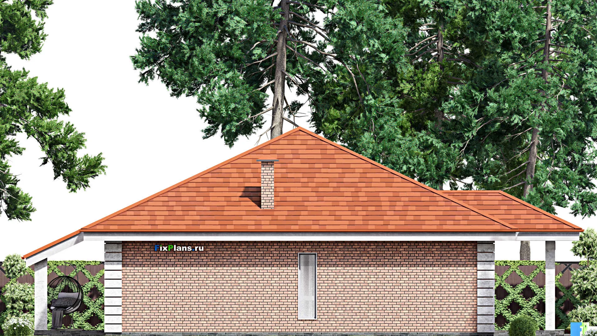 F-14066 - Проект одноэтажного дома 12 на 17, площадью 140 м² с террасой и 3 спальнями