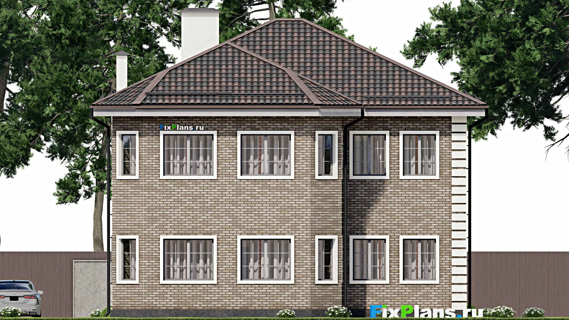 F-5237 - Планы двухэтажного дома 13 на 15, площадью 260 м² с 7 спальнями