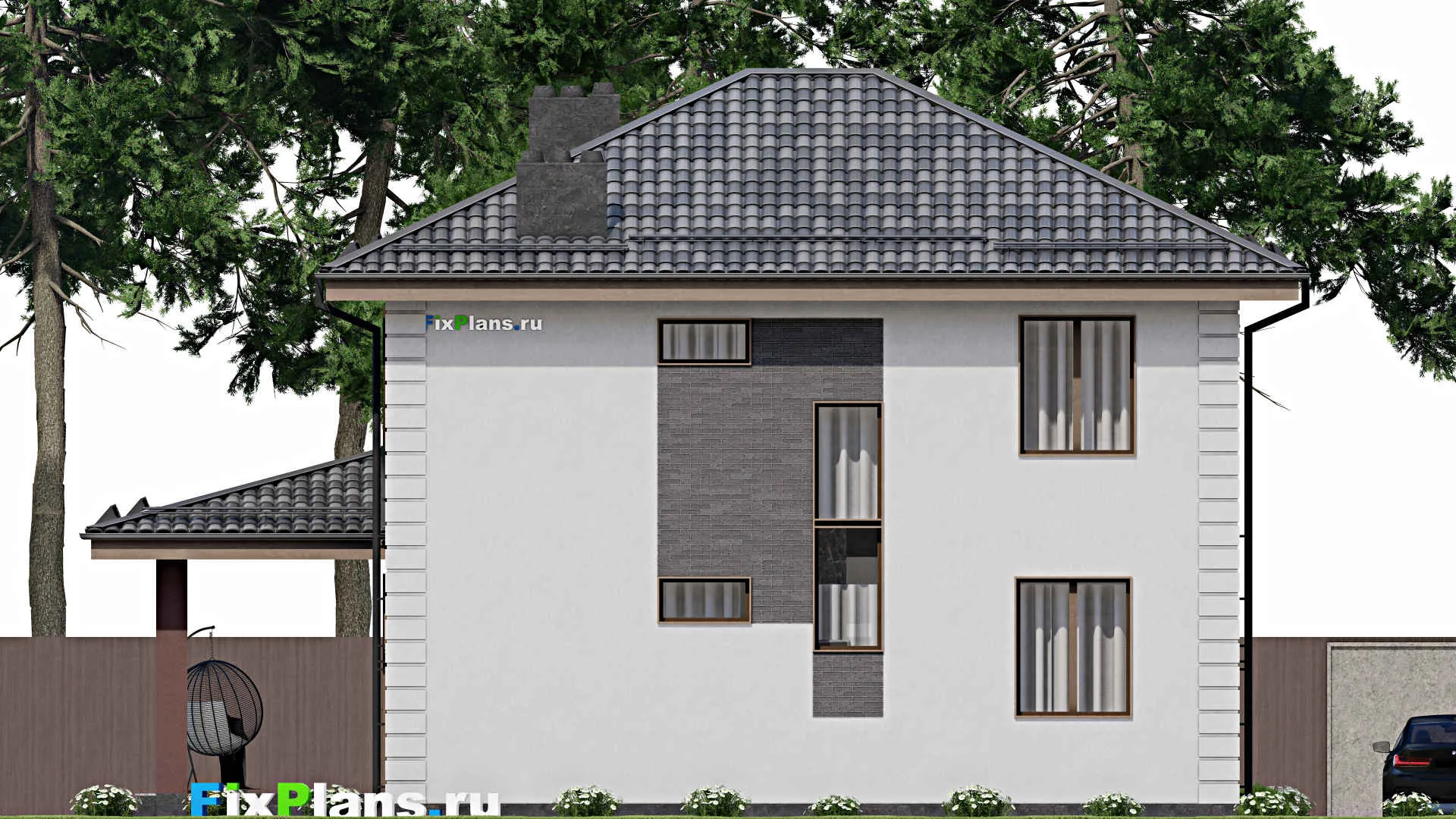 F-7757 - Планы двухэтажного дома 12 на 14, площадью 190 м² с террасой и 4 спальнями