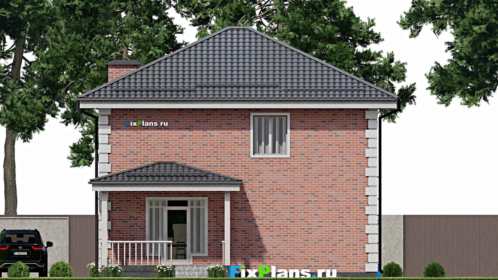 F-9719 - Проект двухэтажного дома 11 на 14, площадью 170 м² с террасой и 5 спальнями