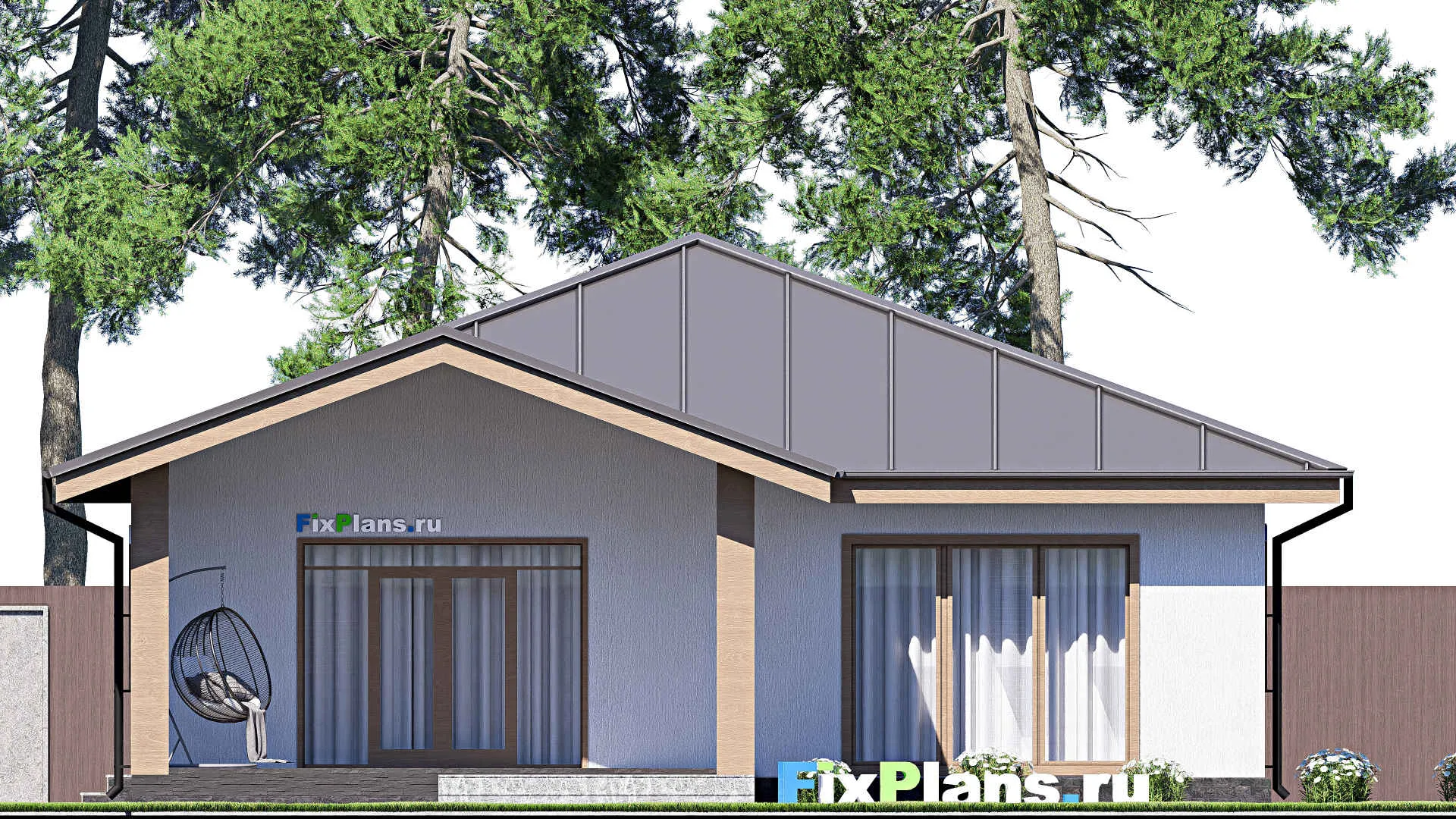 F-18359 - Проект одноэтажного дома 13 на 19, площадью 180 м² с террасой и 3 спальнями