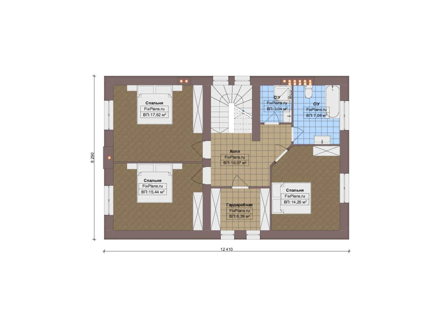 F-19367 - Планы дома с мансардой 10 на 13, площадью 160 м² с 4 спальнями