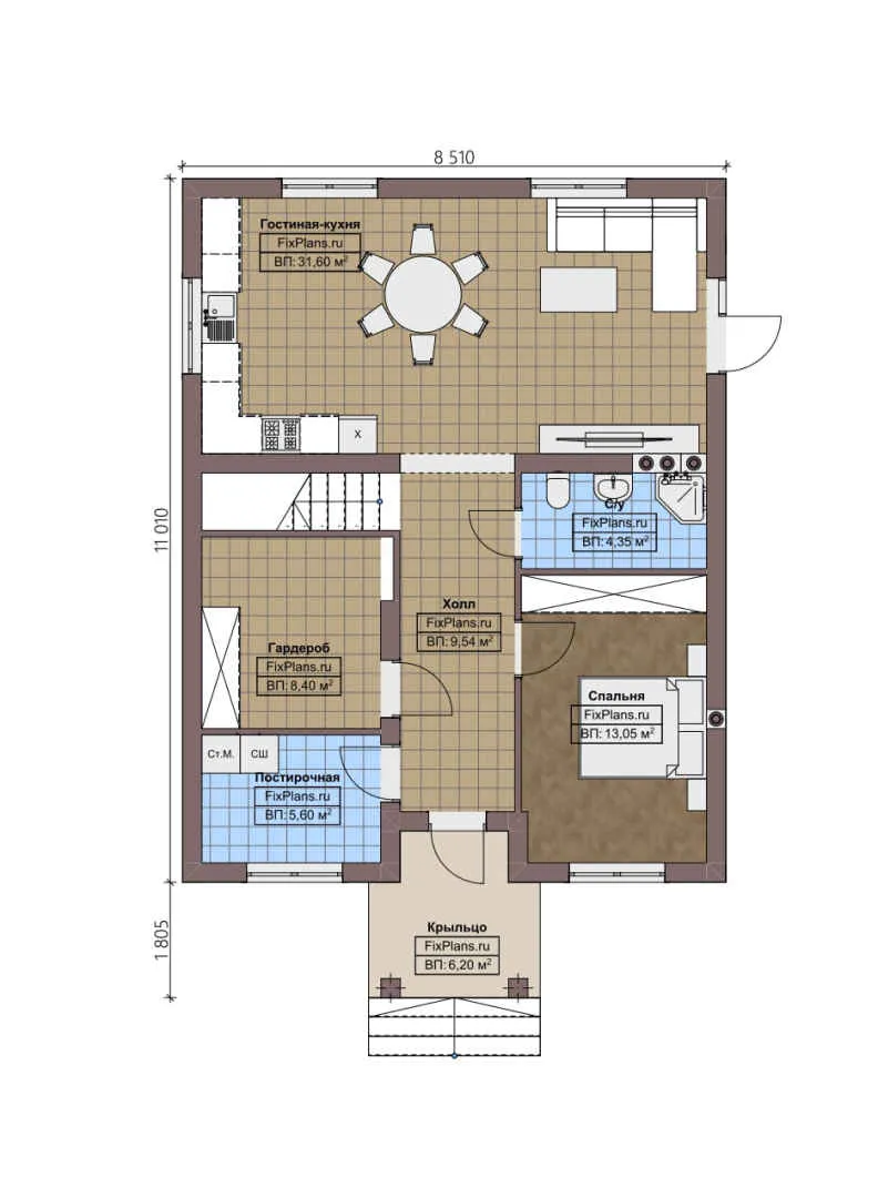 F-3806 - Планы двухэтажного дома 9 на 12, площадью 160 м² с 4 спальнями