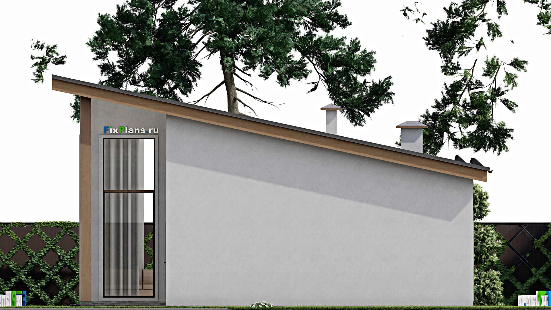 F-10115 - Проект одноэтажного дома 11 на 13, площадью 120 м² с террасой и 4 спальнями