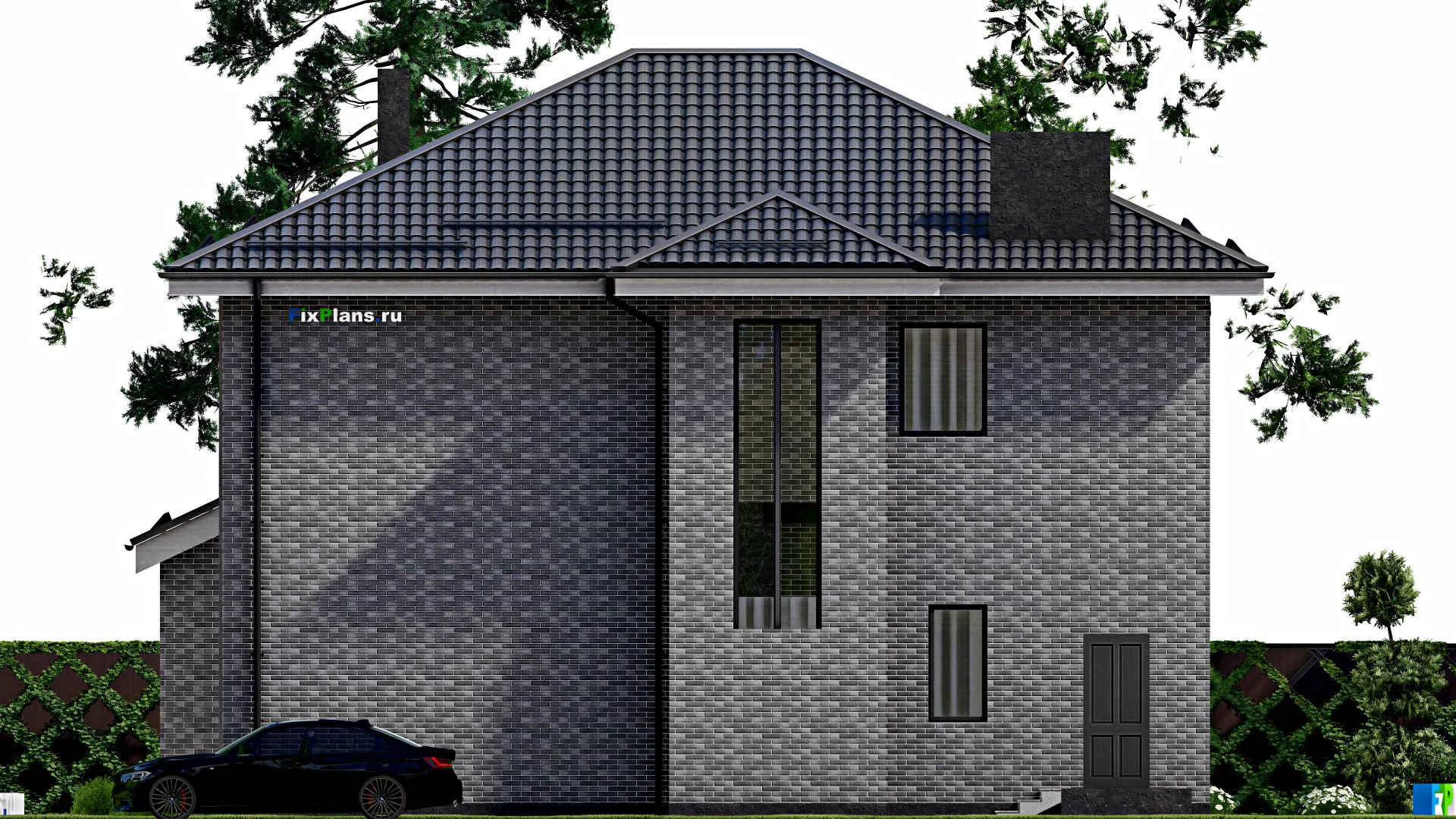 F-3014 - Проект двухэтажного дома 14 на 15, площадью 250 м² с террасой и 4 спальнями